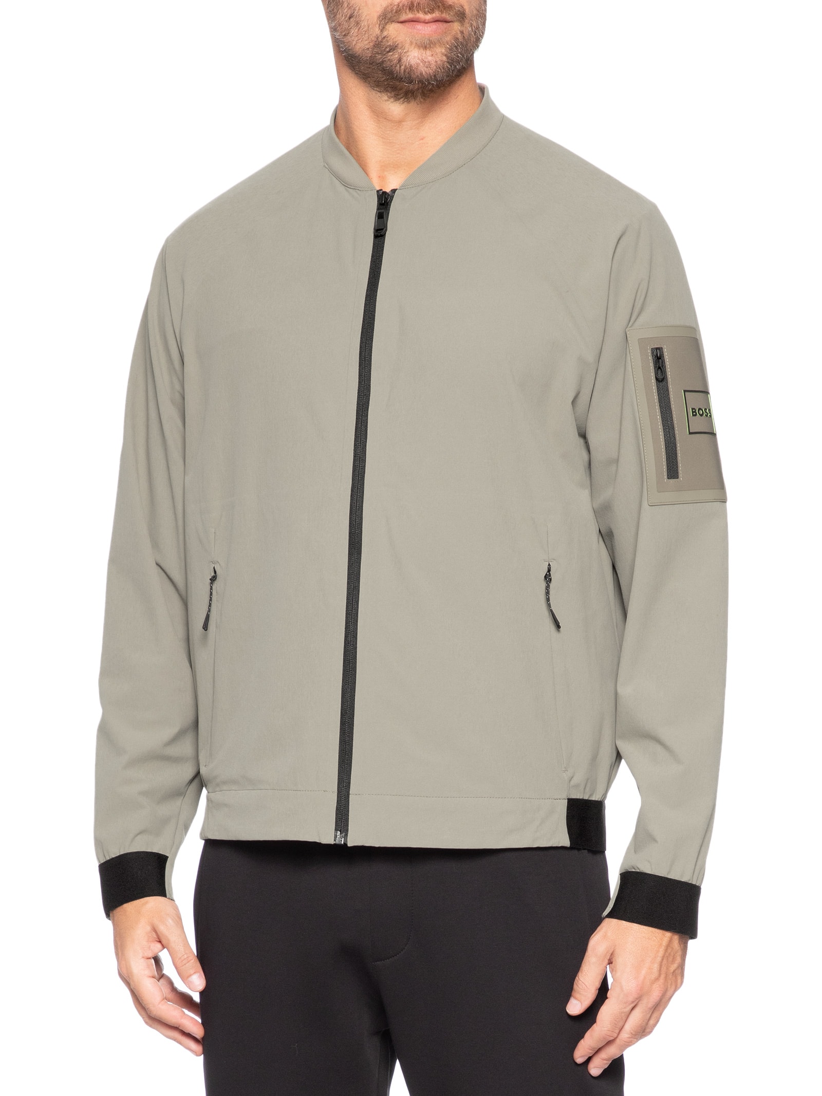 Jaqueta Corta Vento Masculina OW Globe Hexa BC Bege Boss