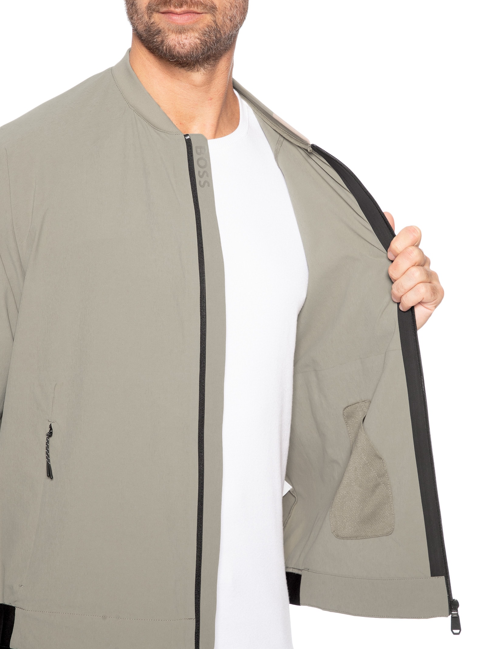 Jaqueta Corta Vento Masculina OW Globe Hexa BC Bege Boss
