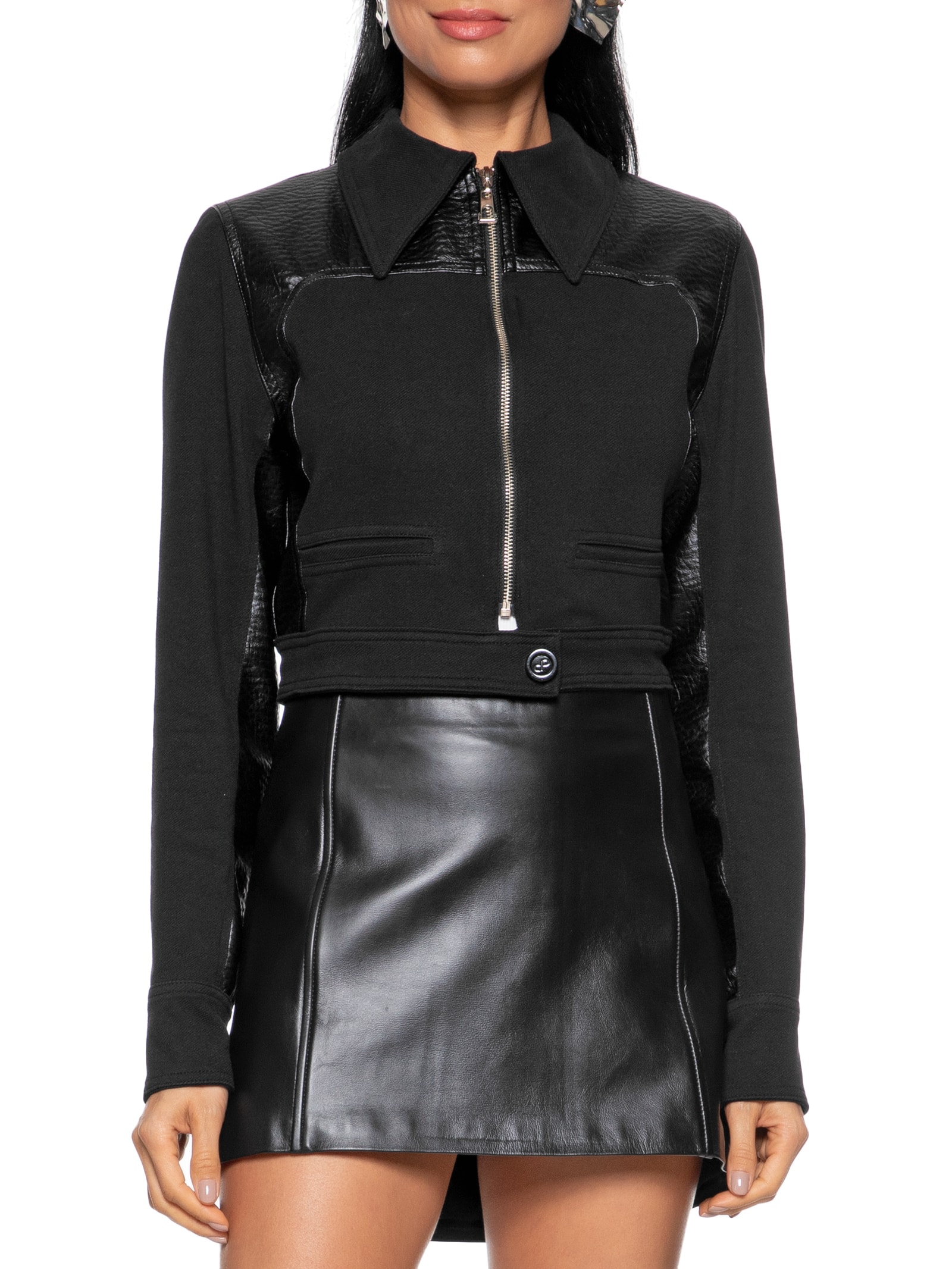 Open - Jaqueta Cropped - Preto