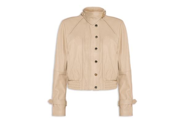 Jaqueta De Couro Feminina Bomber Vivo - Bege
