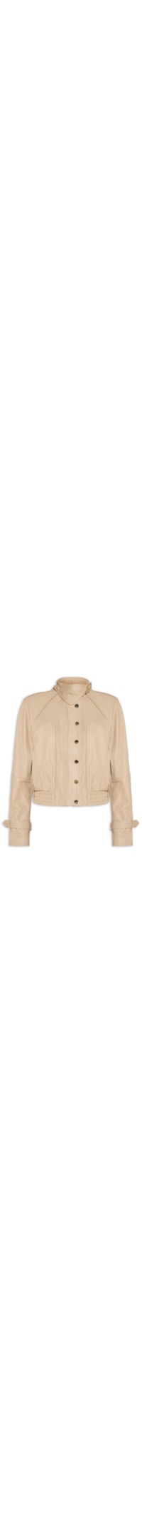 Jaqueta De Couro Feminina Bomber Vivo - Bege