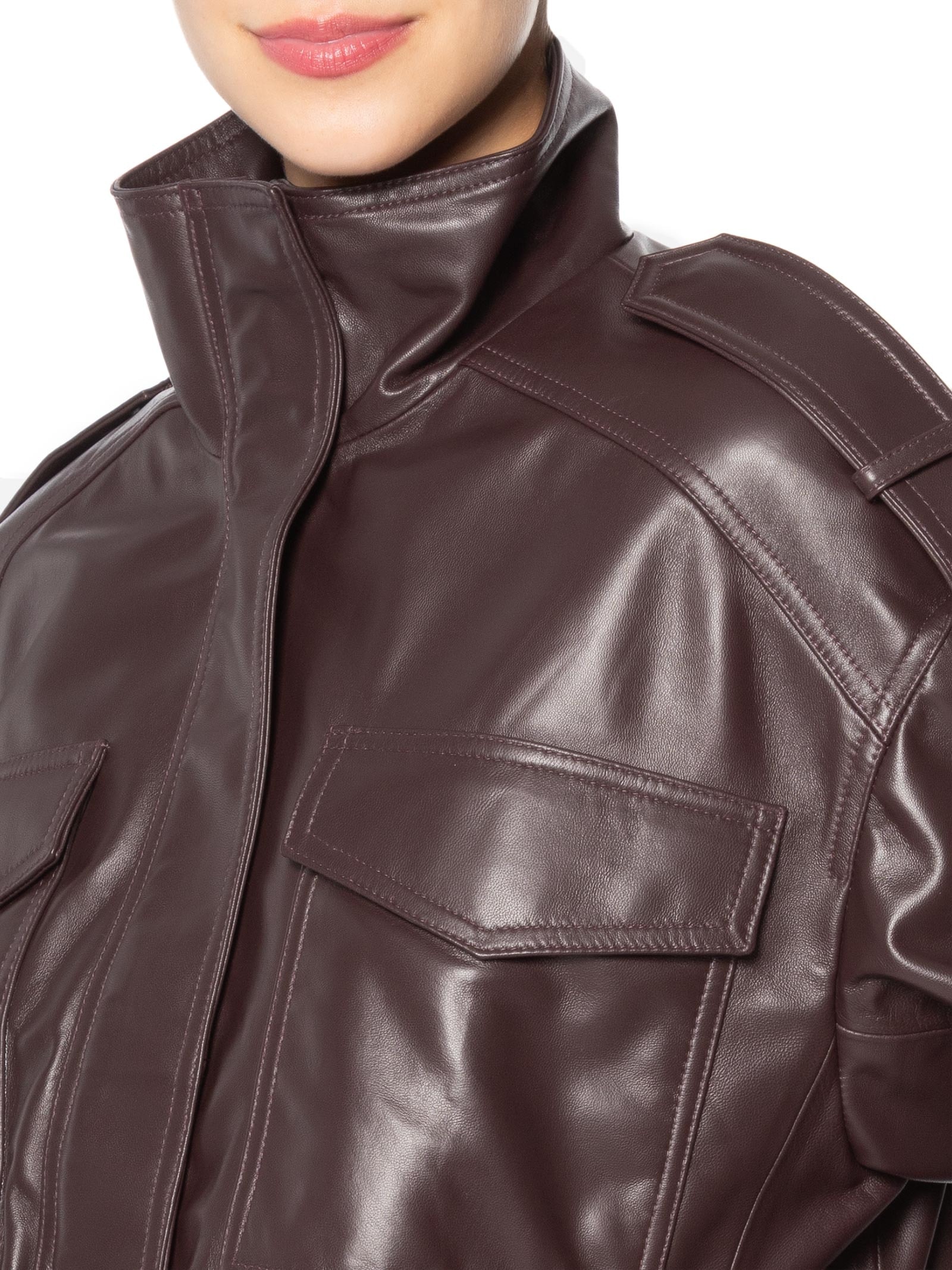 Jaqueta De Couro Feminina Marrom Animale Jeans