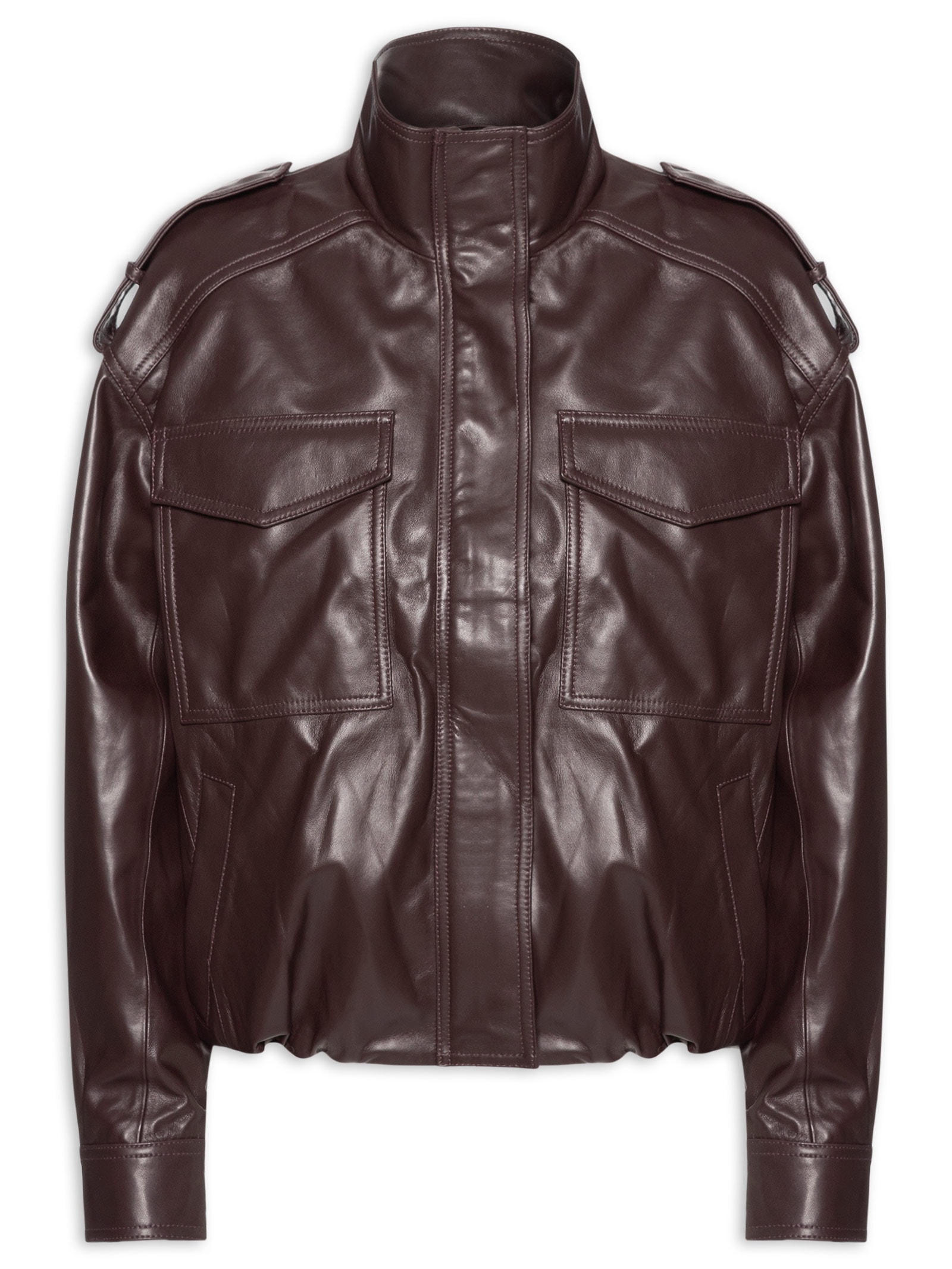 Jaqueta De Couro Feminina Marrom Animale Jeans