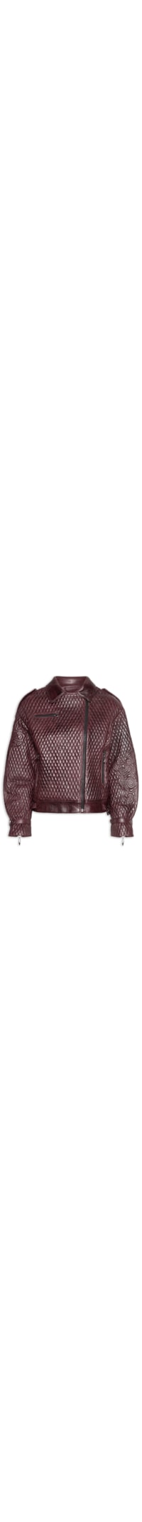 Jaqueta de Couro Feminina Oversized Com Detalhe De Matelassê Bordado - Vermelho