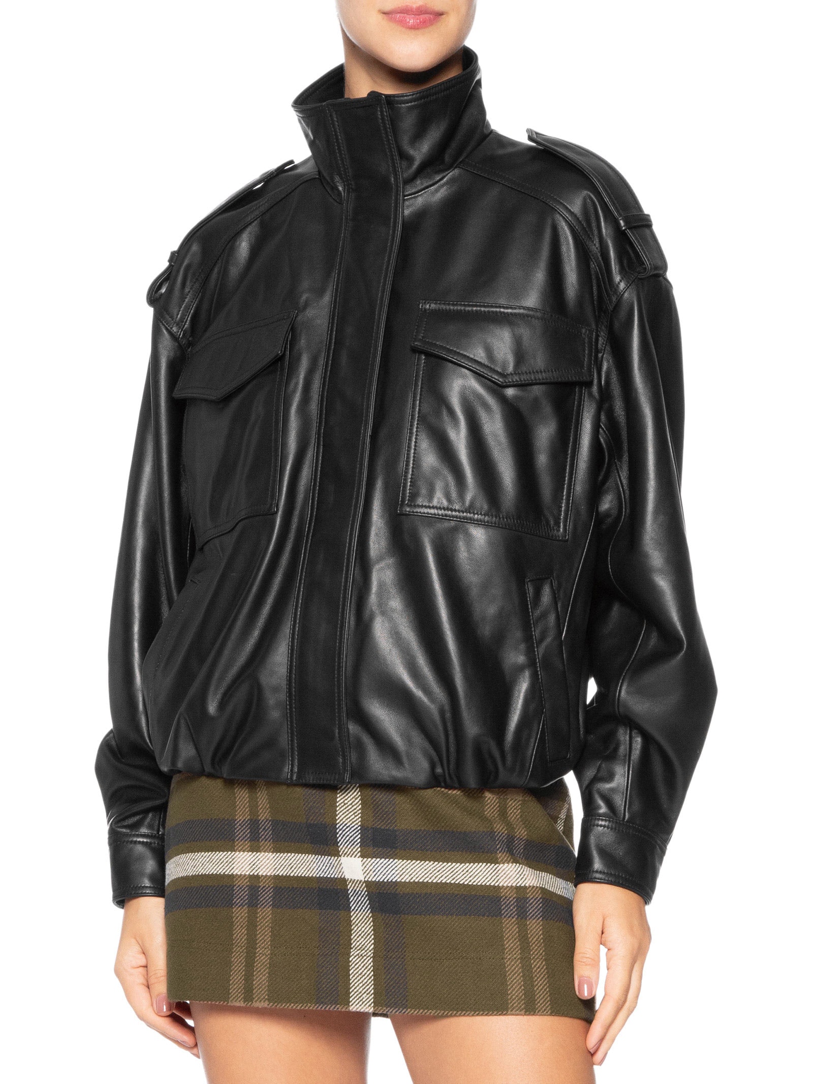 Jaqueta De Couro Feminina Preto Animale Jeans