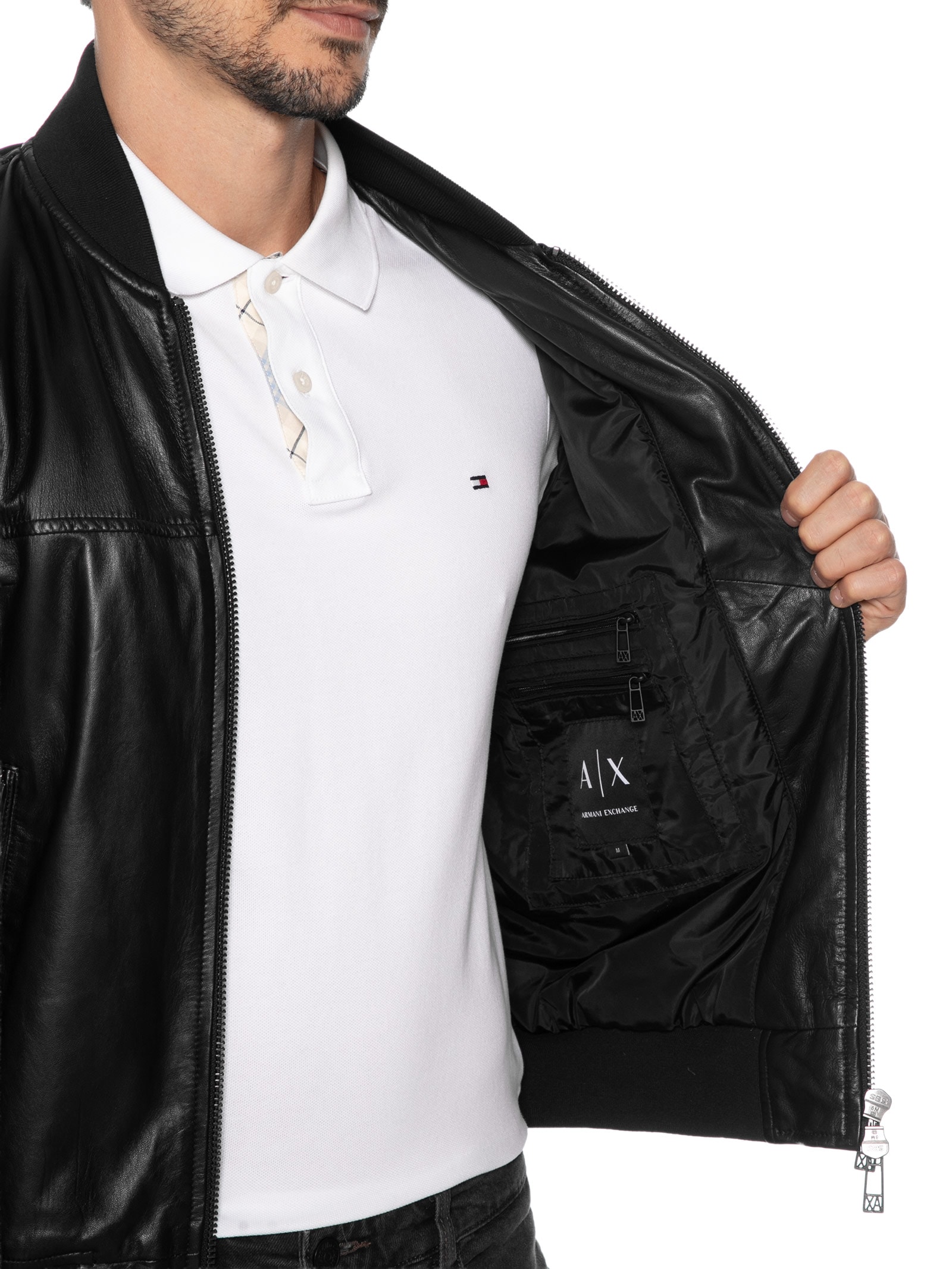 Jaqueta De Couro Masculina Blouson Preto Armani Exchange