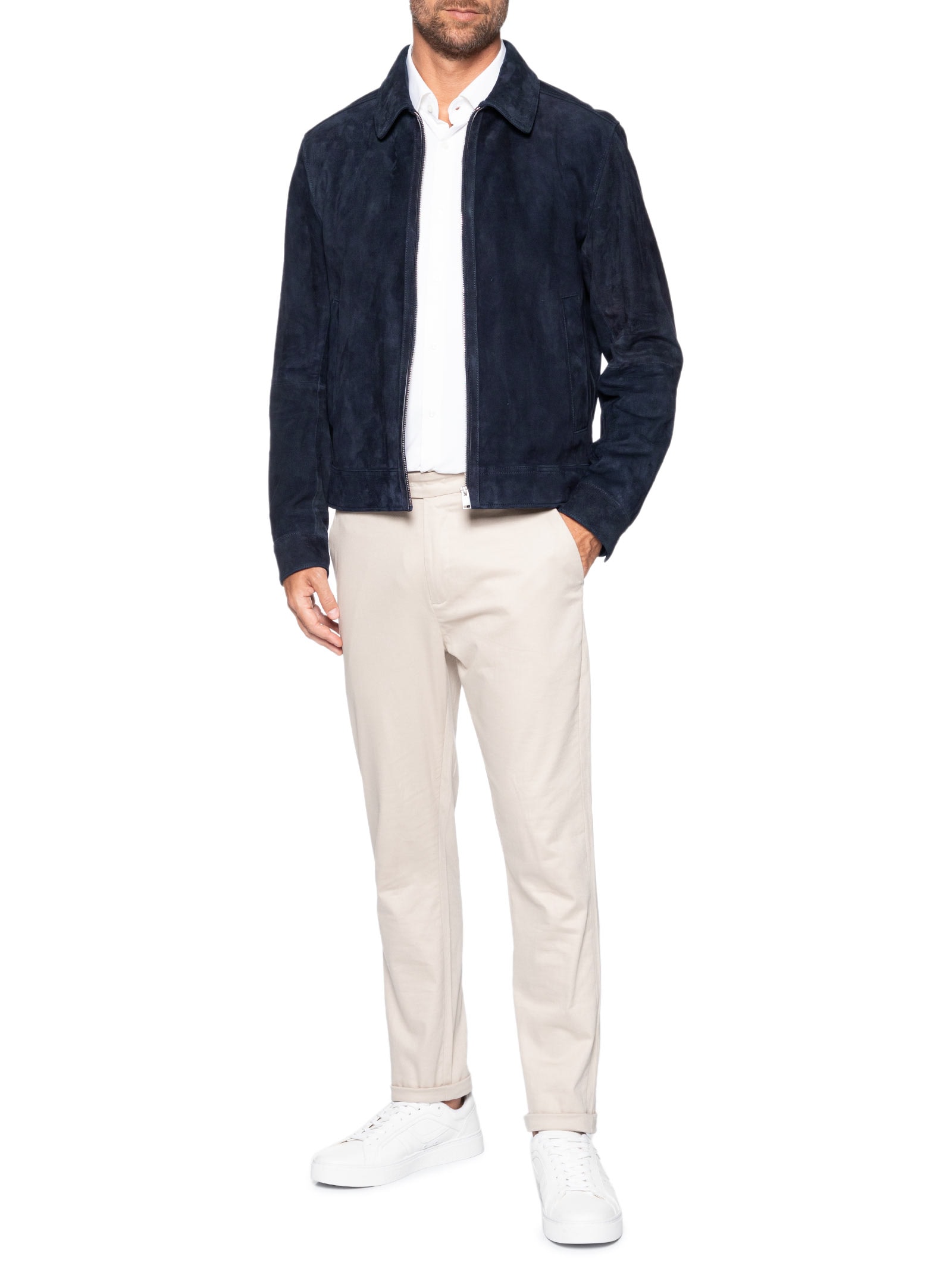 Jaqueta de Couro Masculina H-Malbano7 Azul Boss