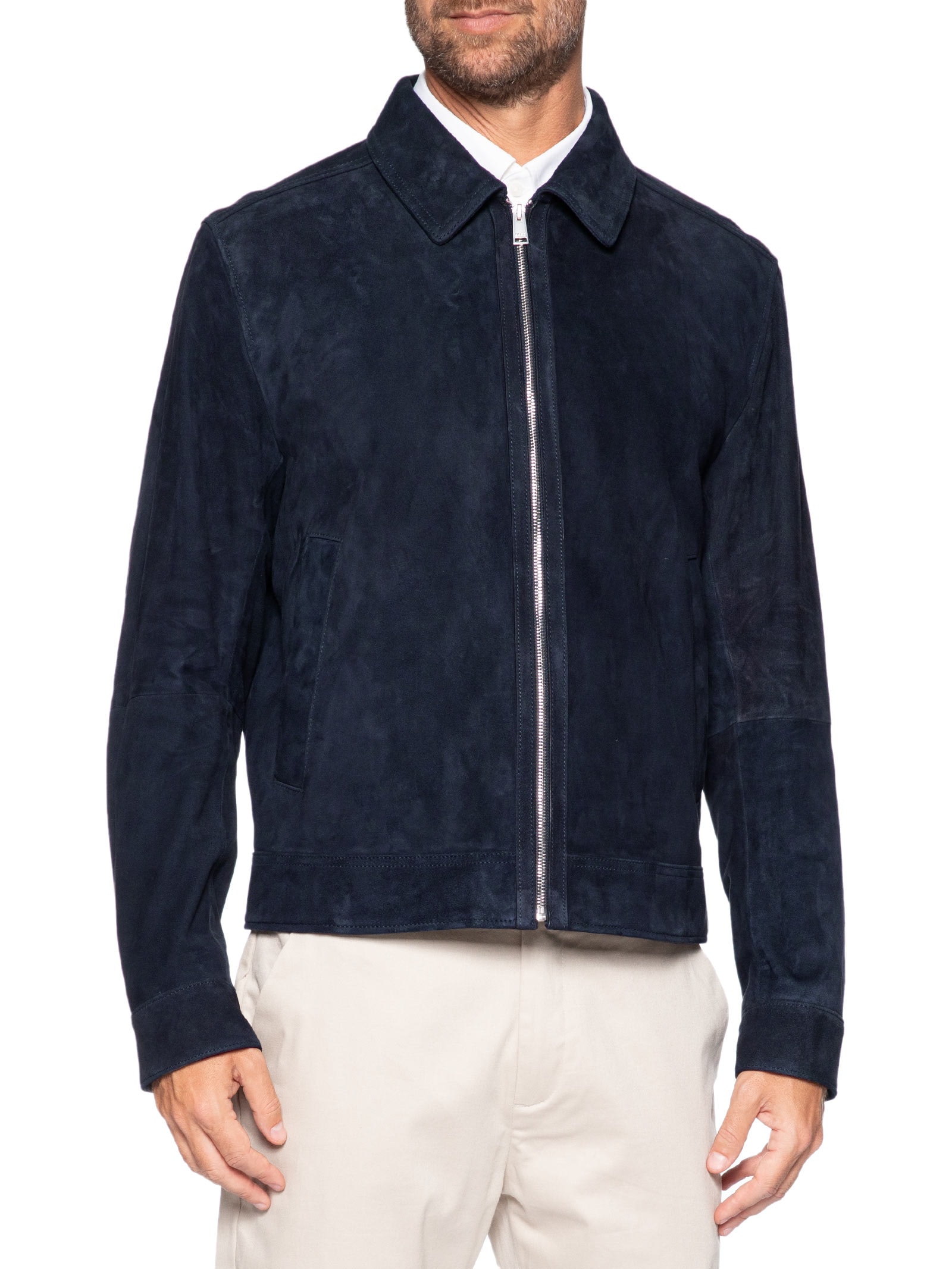 Jaqueta de Couro Masculina H-Malbano7 Azul Boss