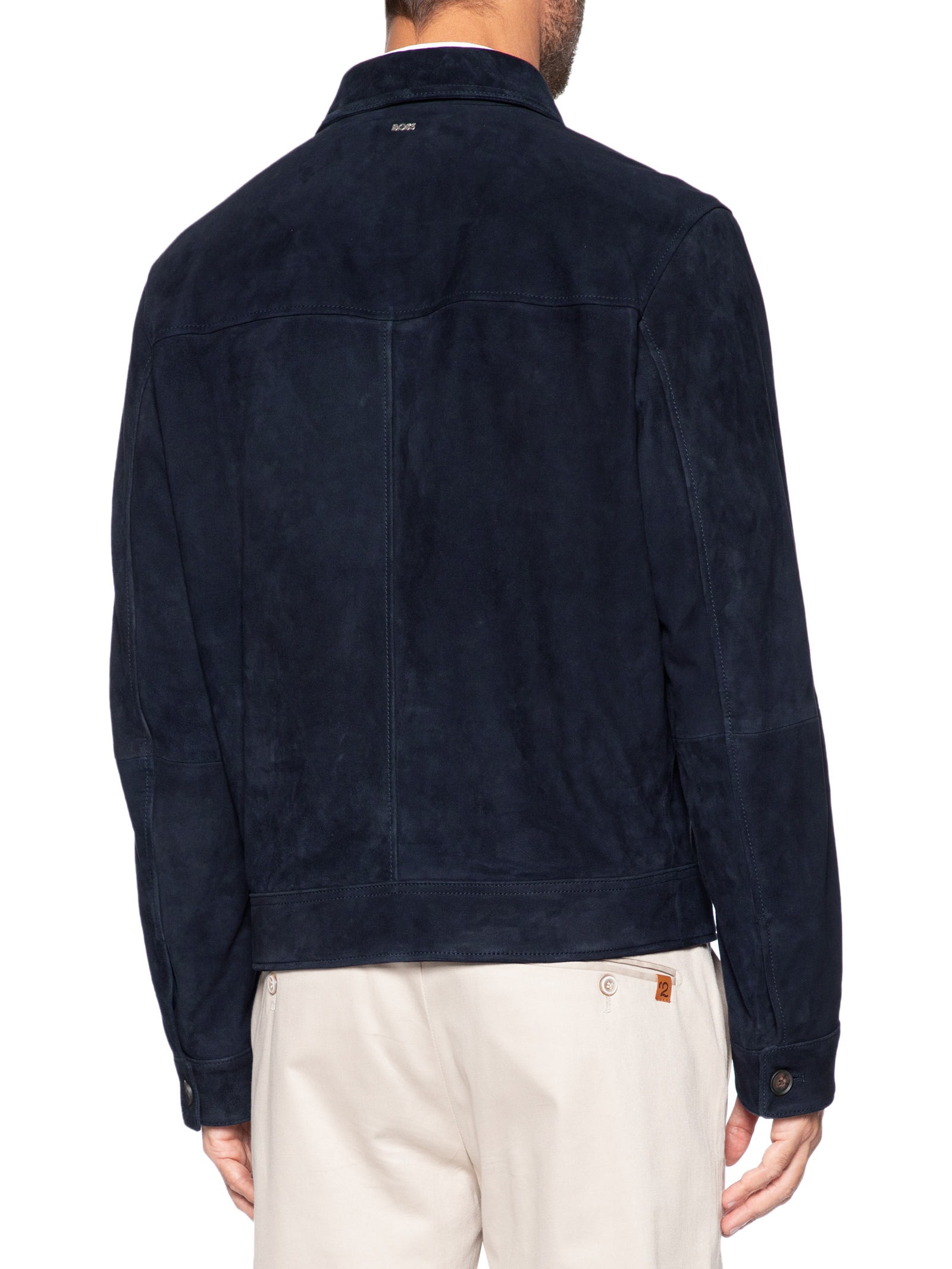 Jaqueta de Couro Masculina H-Malbano7 Azul Boss