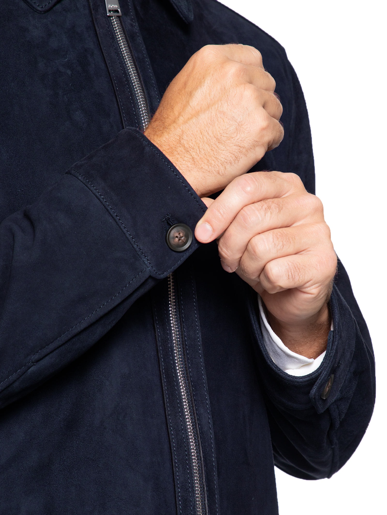 Jaqueta de Couro Masculina H-Malbano7 Azul Boss