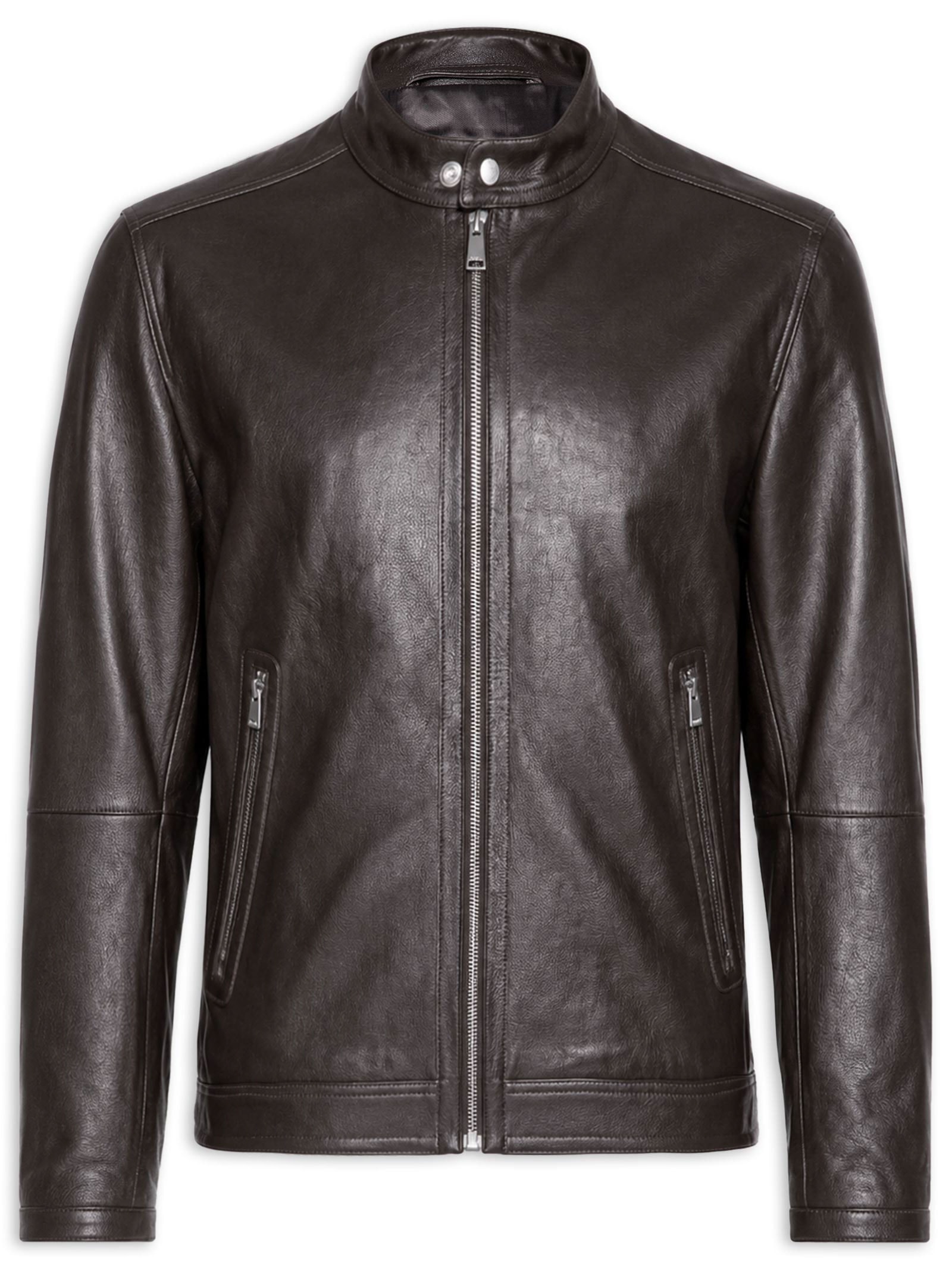Jaqueta De Couro Masculina H-Mansell5 Marrom Boss