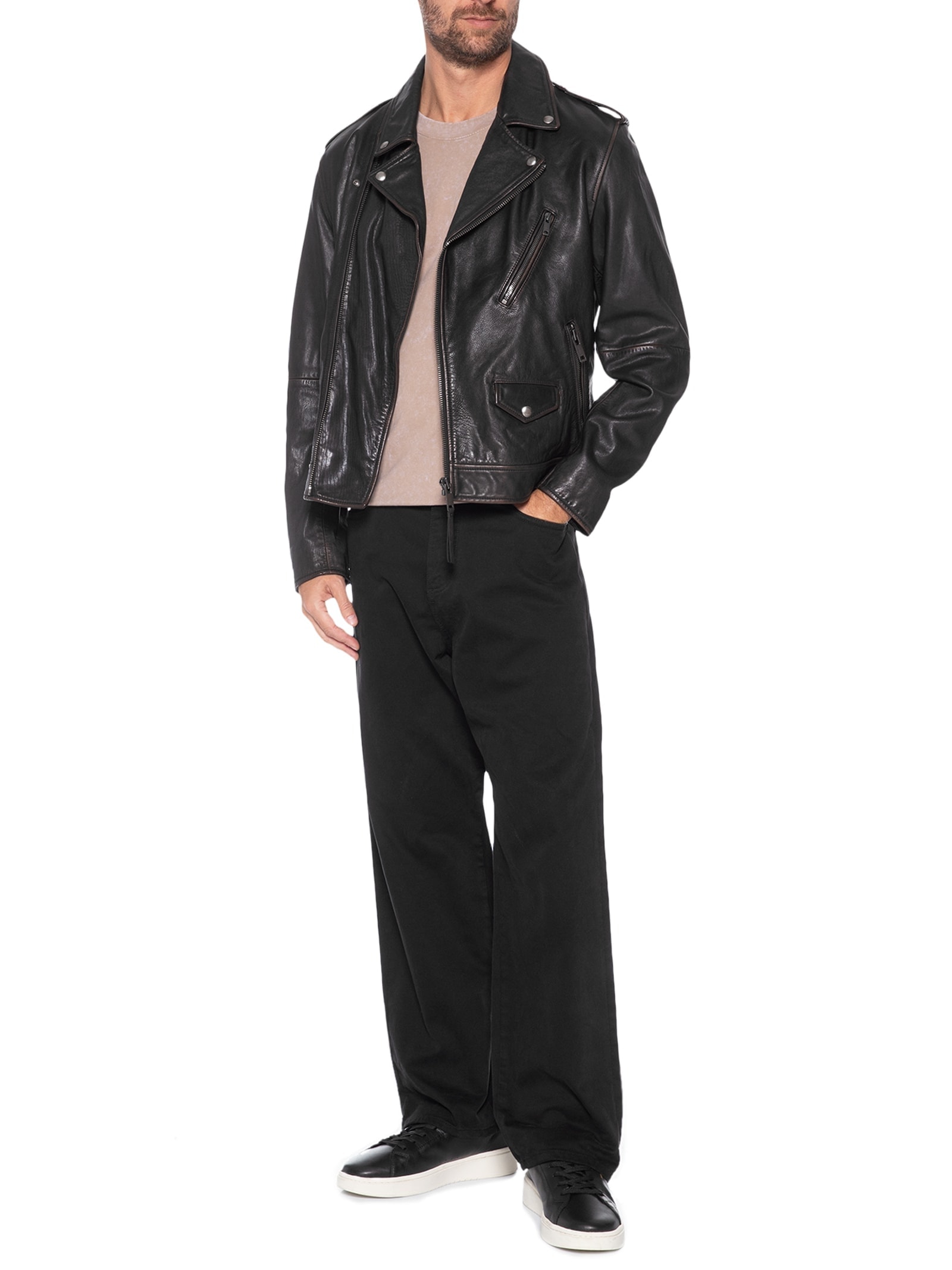 Jaqueta de Couro Masculina Levon Preto Hugo
