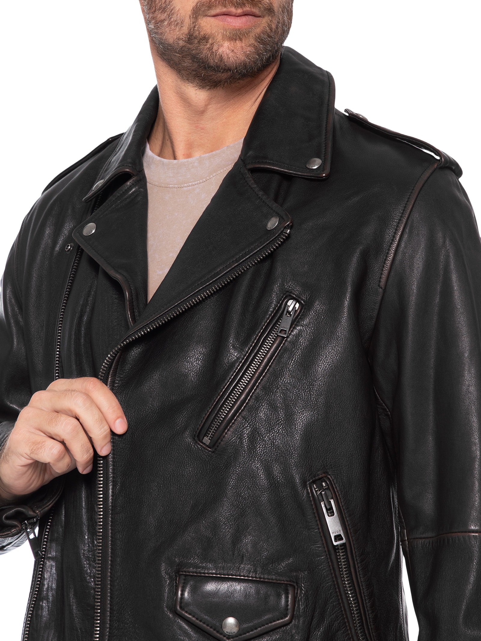 Jaqueta de Couro Masculina Levon Preto Hugo