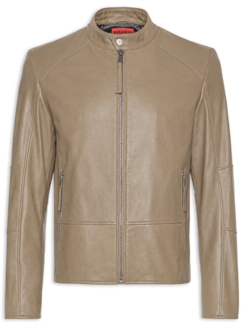 Jaqueta De Couro Masculina Likos - Bege