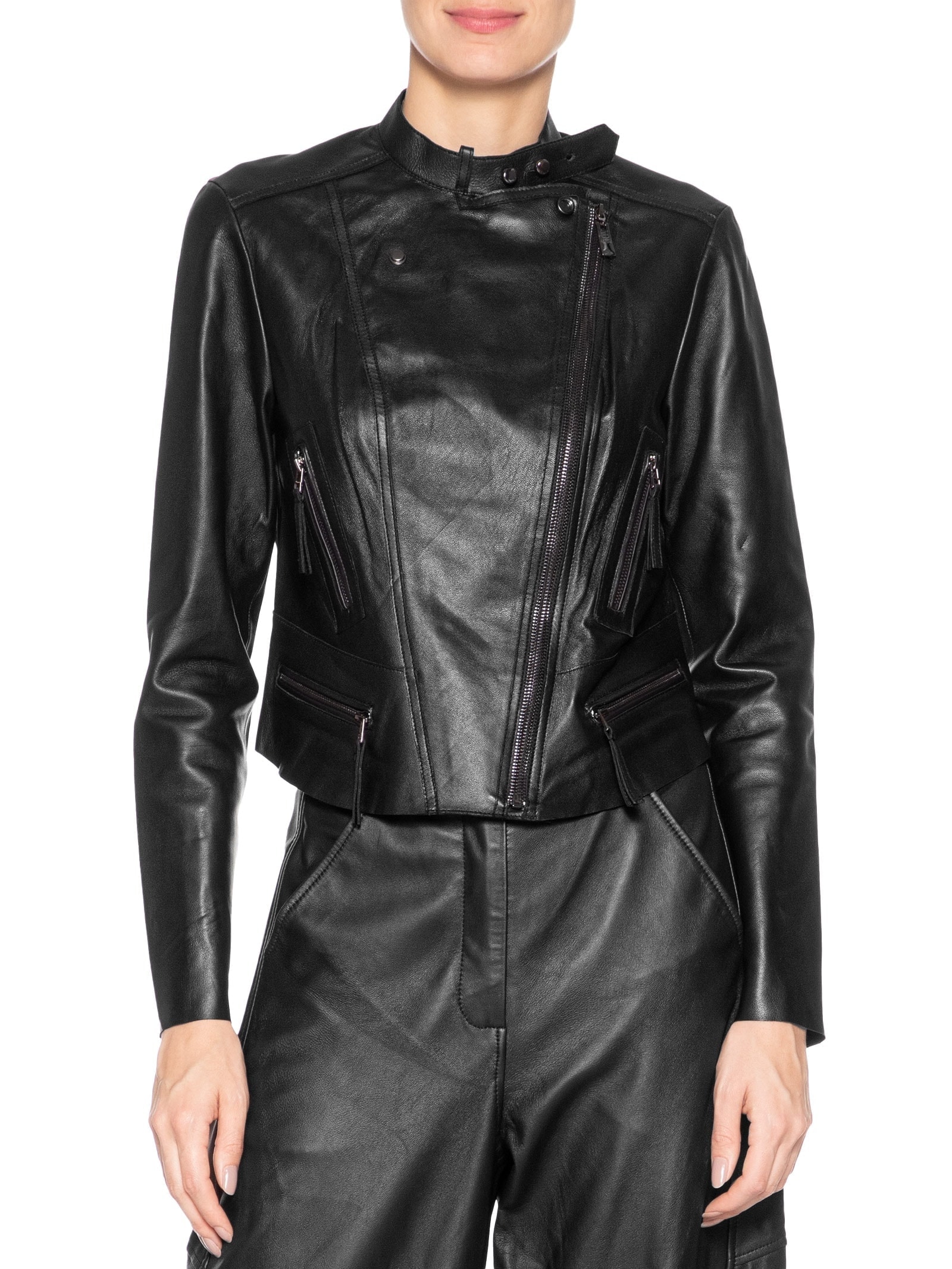 Jaqueta De Couro Motor Clássica Preto Animale