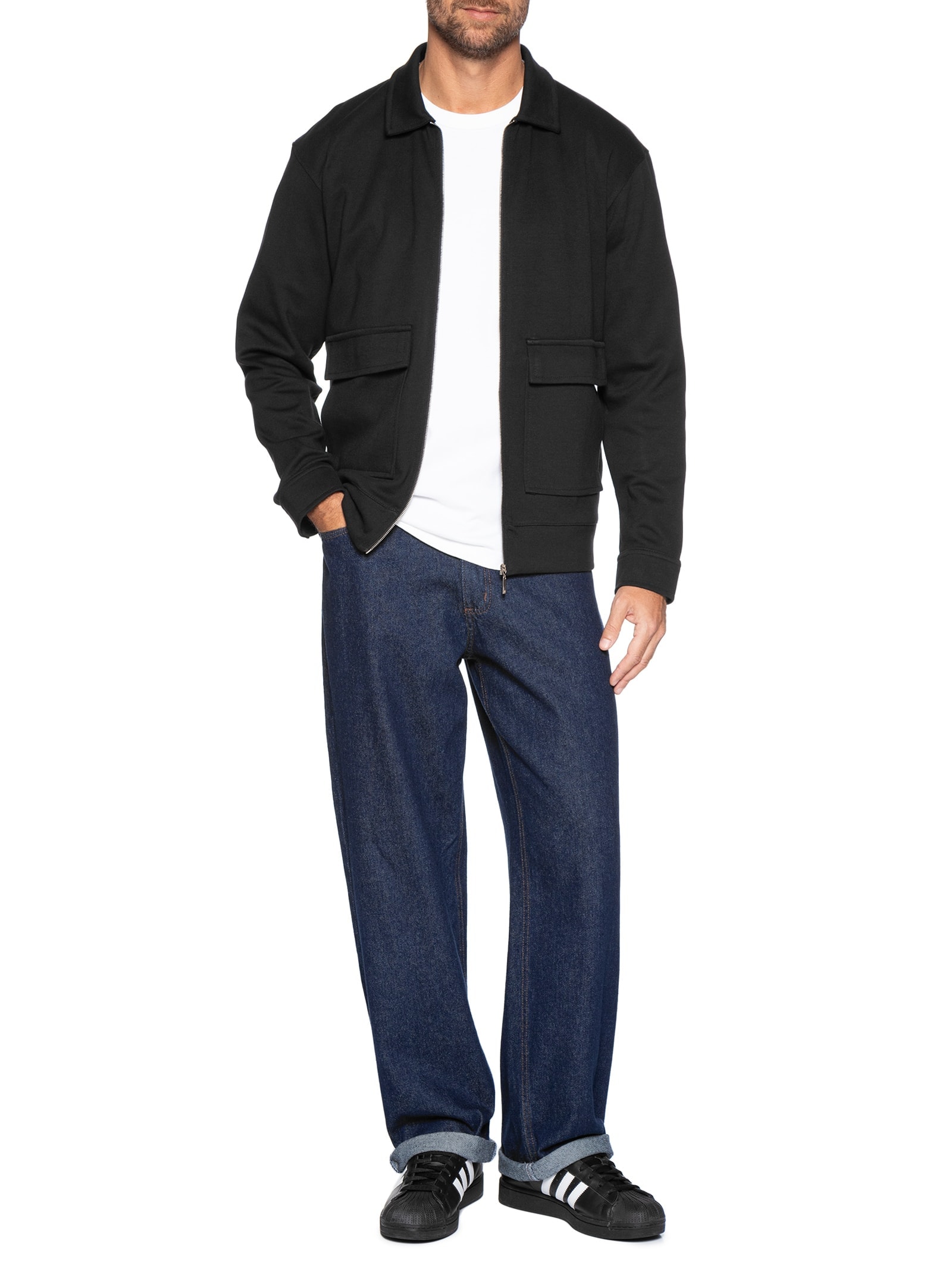 Jaqueta De Moletom Com Zíper Masculino  Preto Hering