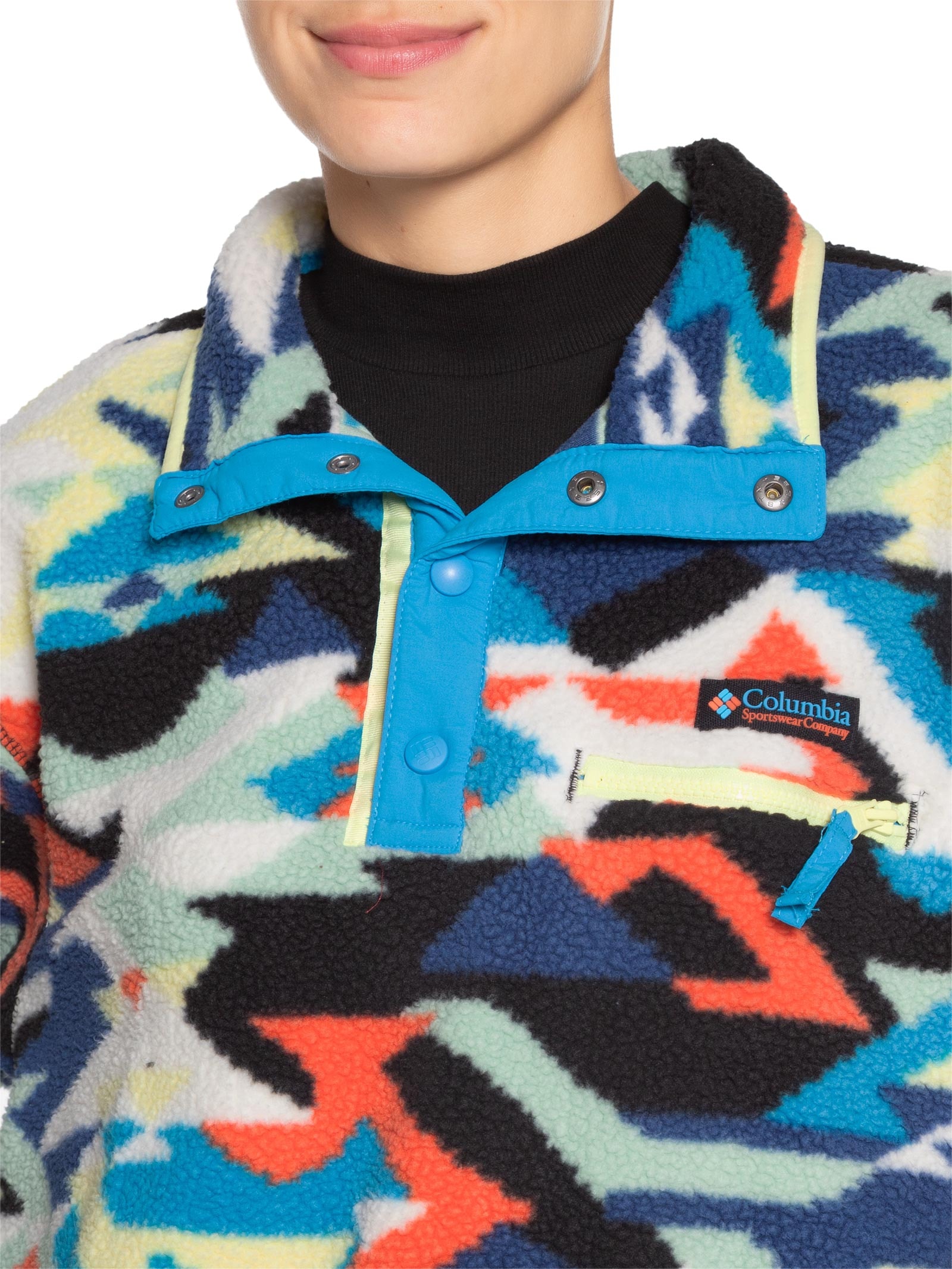 Jaqueta Feminina 1/2 Zíper Helvetia II Printed Cropped – Azul Columbia