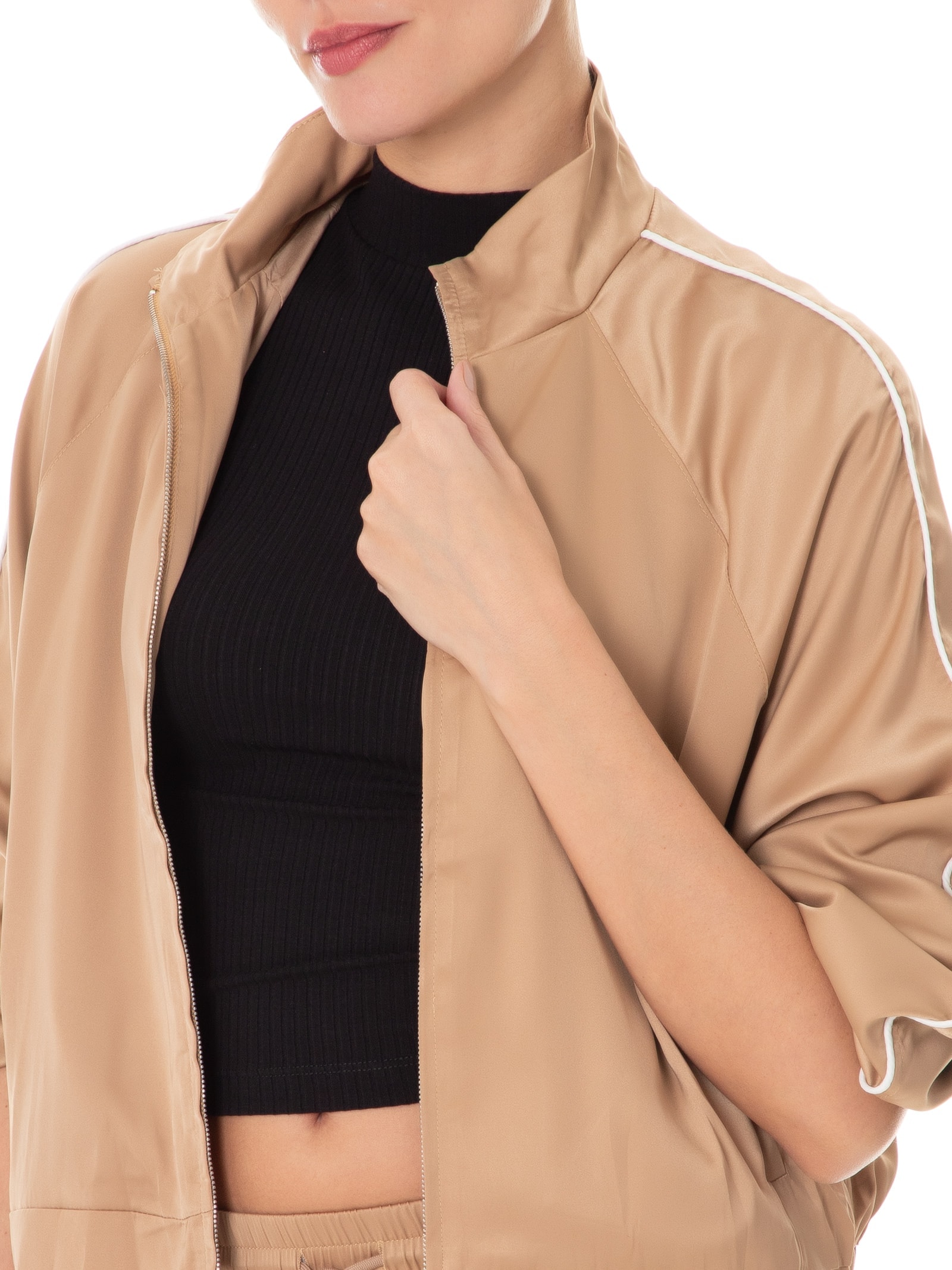 Jaqueta Feminina Acetinada Bege  Market 33