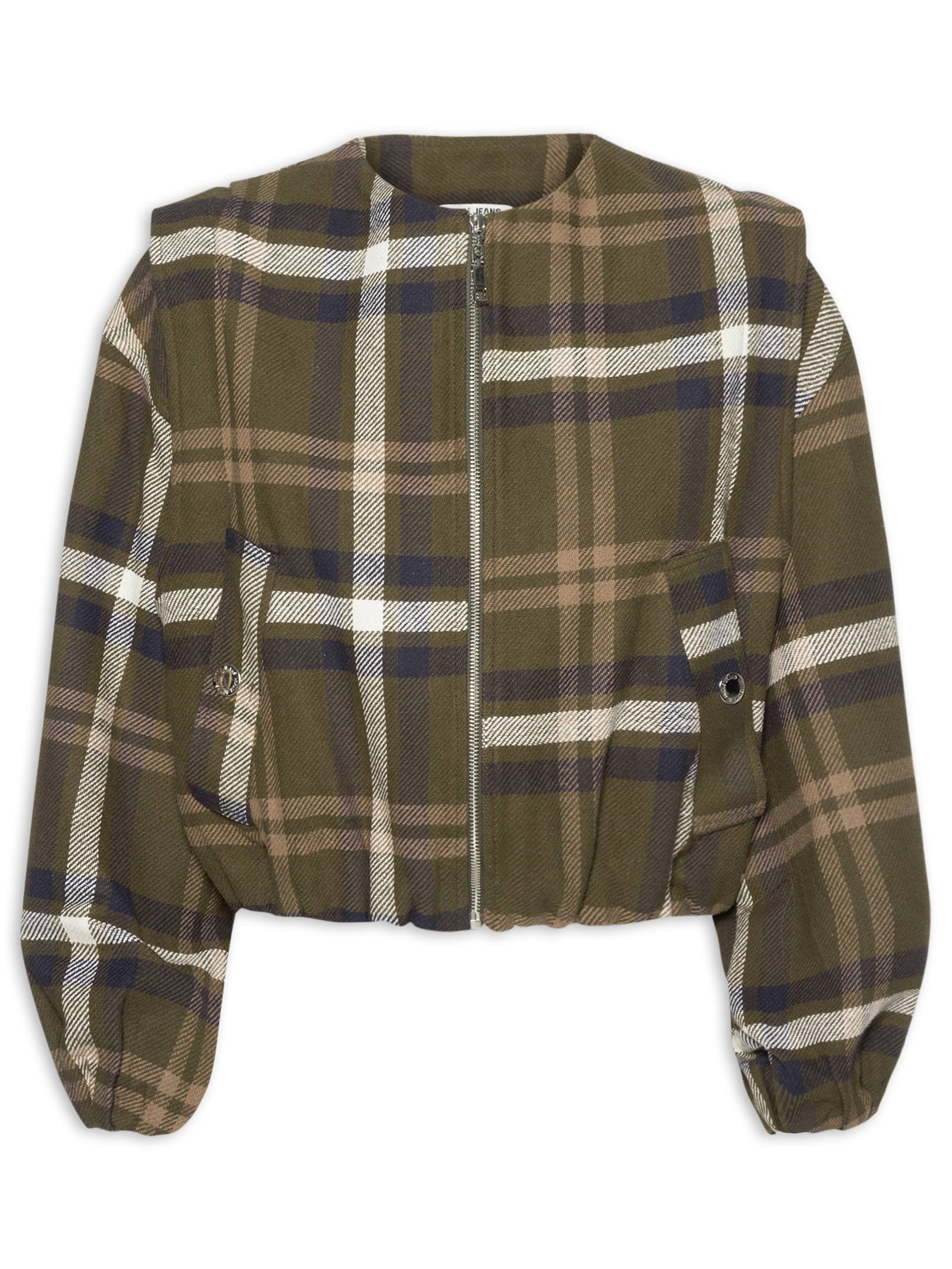 Jaqueta Feminina Balonê Flanela Xadrez Verde Animale Jeans