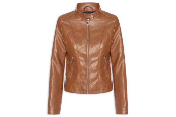 Jaqueta Feminina Biker Com Recortes - Marrom