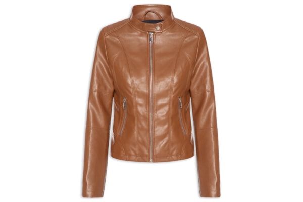 Jaqueta Feminina Biker Com Recortes - Marrom