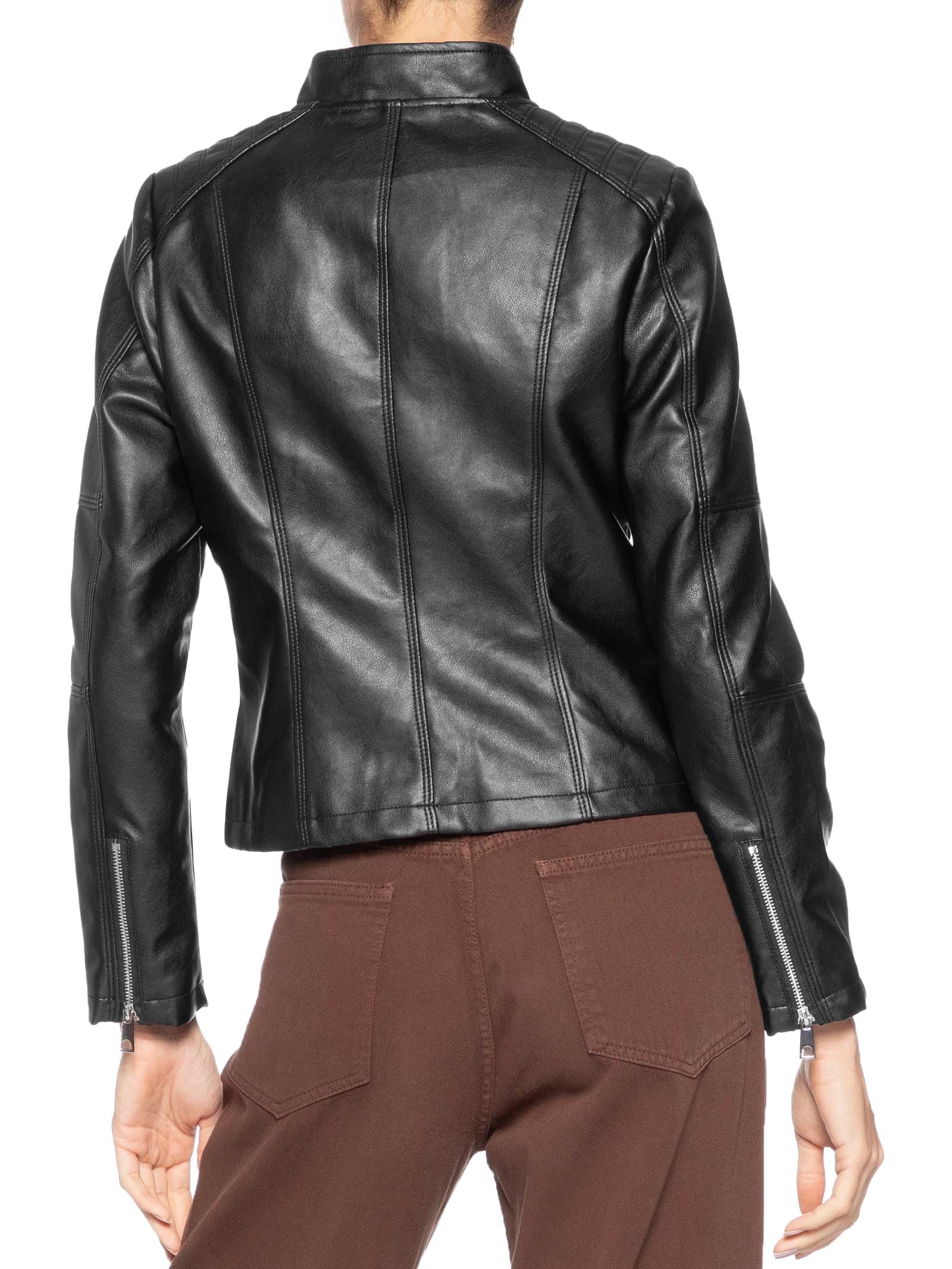 Jaqueta Feminina Biker com Recortes – Preto Basiq