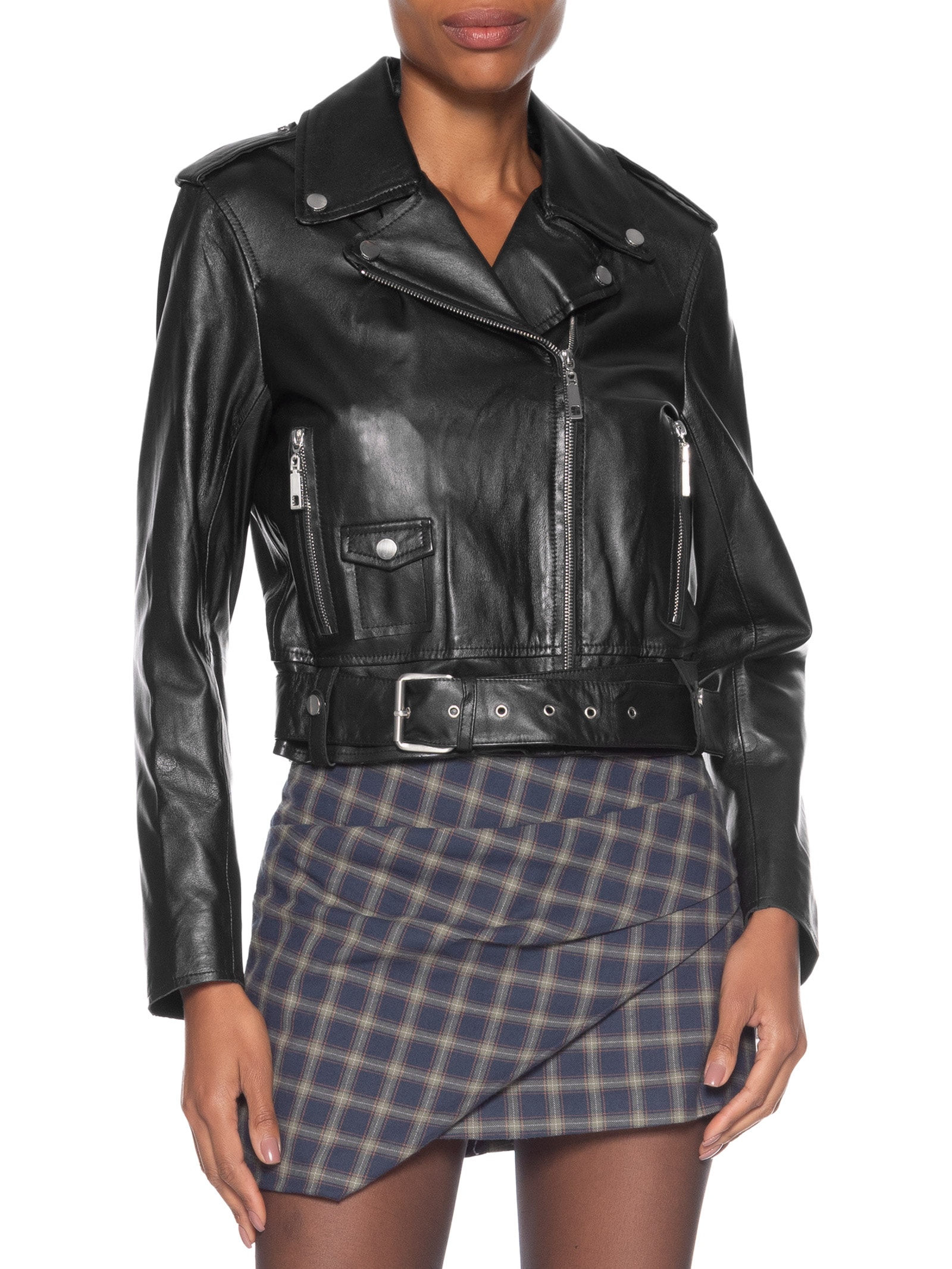 Jaqueta Feminina Biker De Couro Preto Animale Jeans