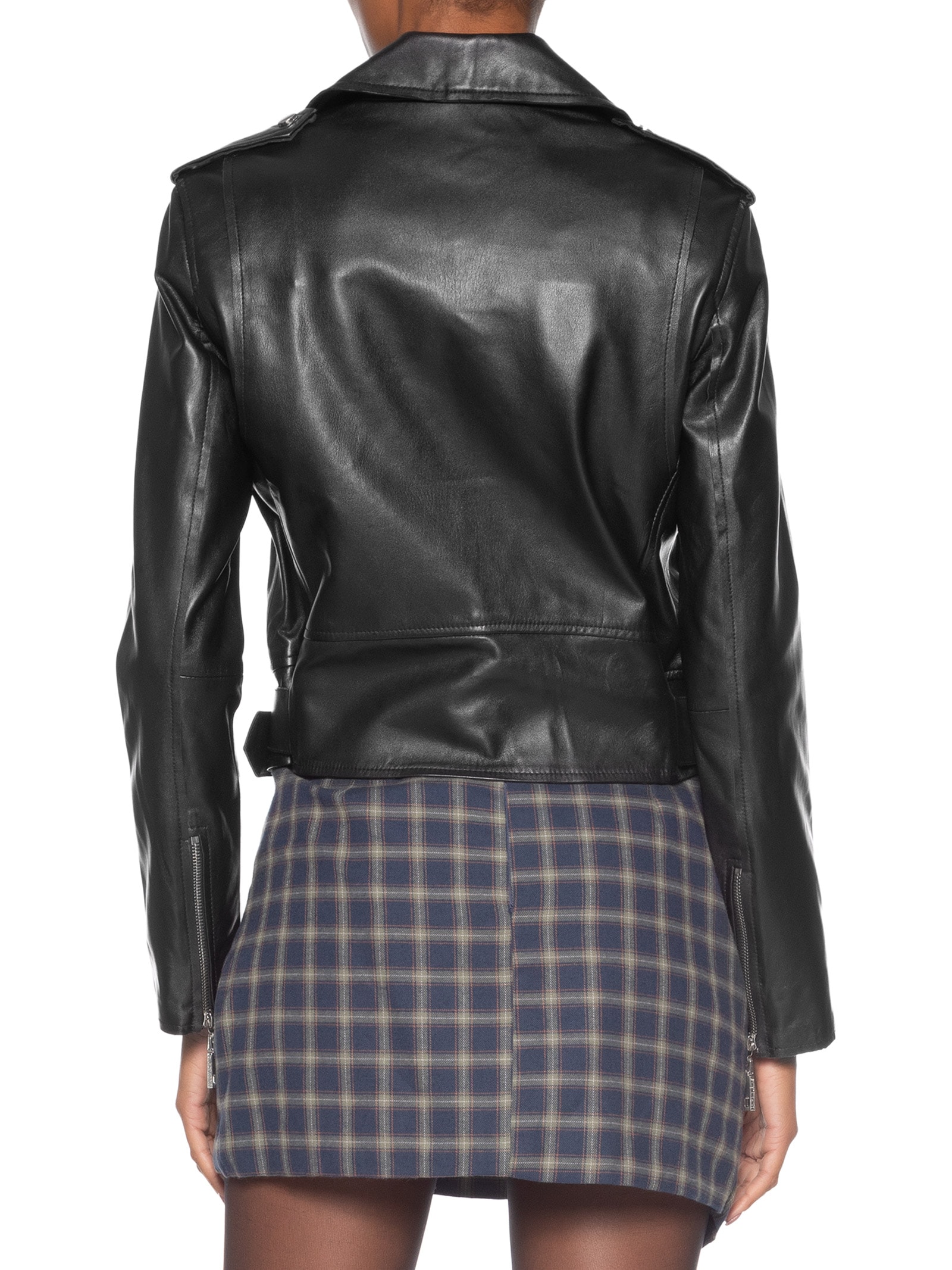 Jaqueta Feminina Biker De Couro Preto Animale Jeans