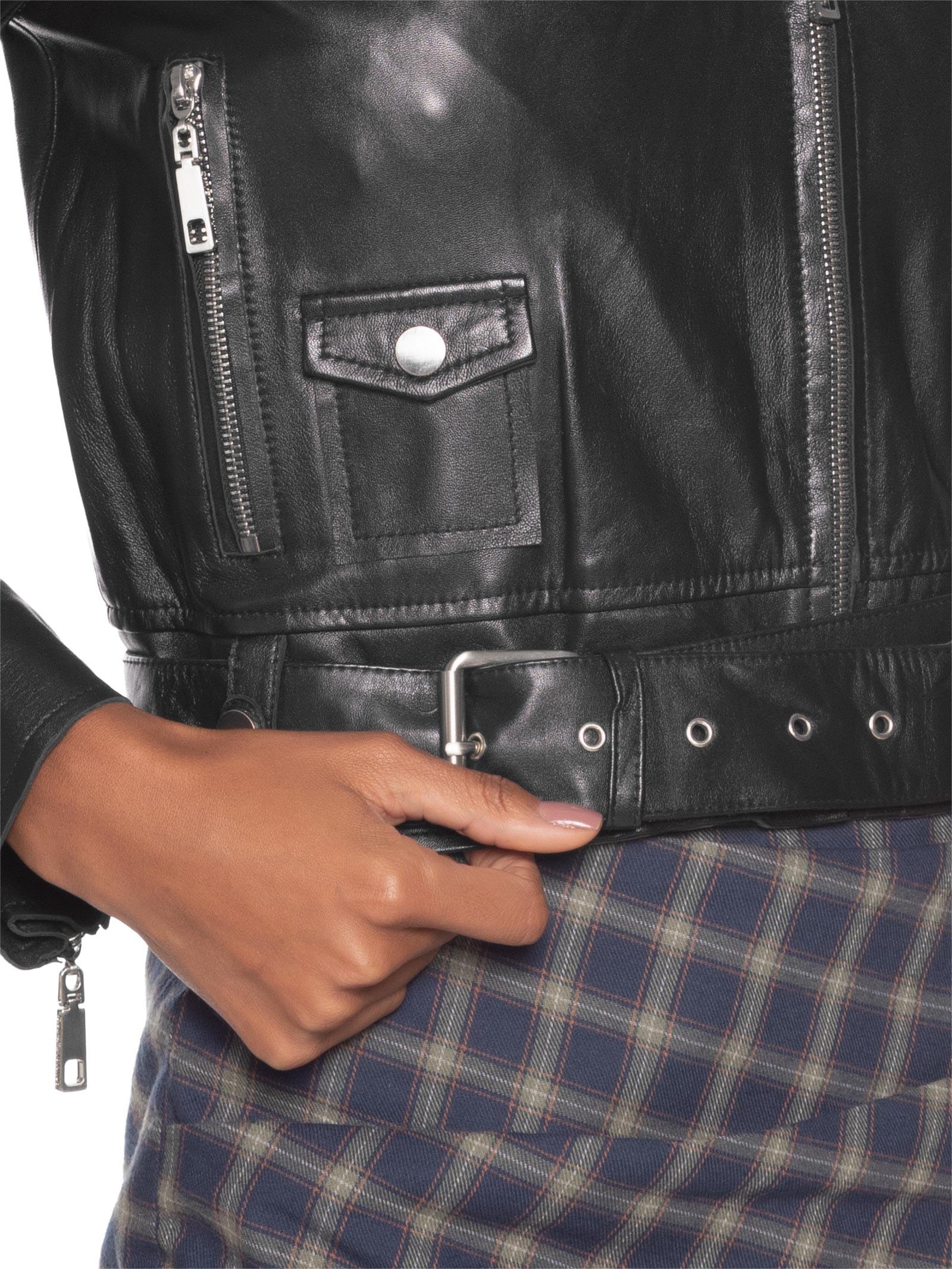 Jaqueta Feminina Biker De Couro Preto Animale Jeans