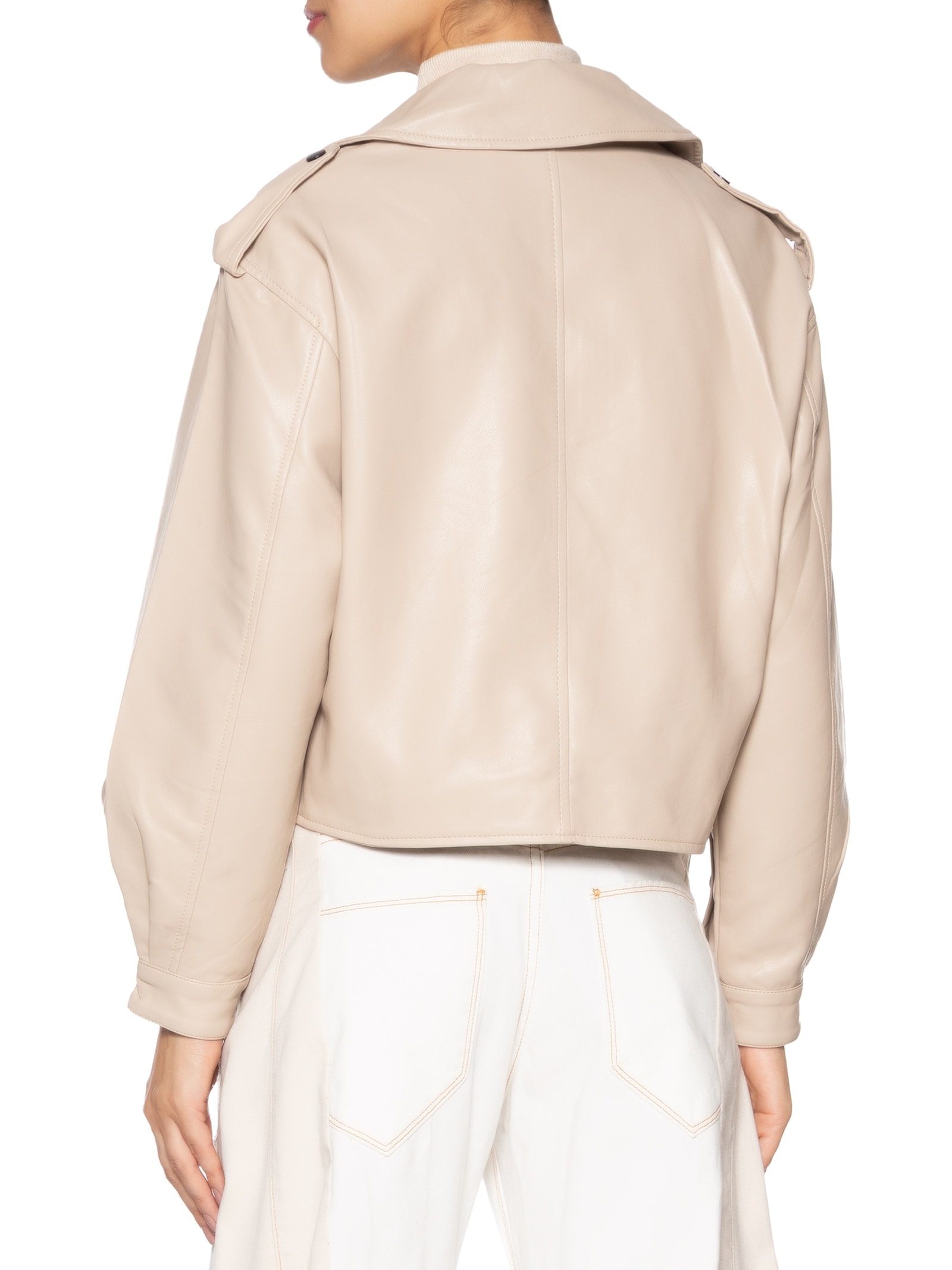 Jaqueta Feminina Biker Oversized Bege Basiq