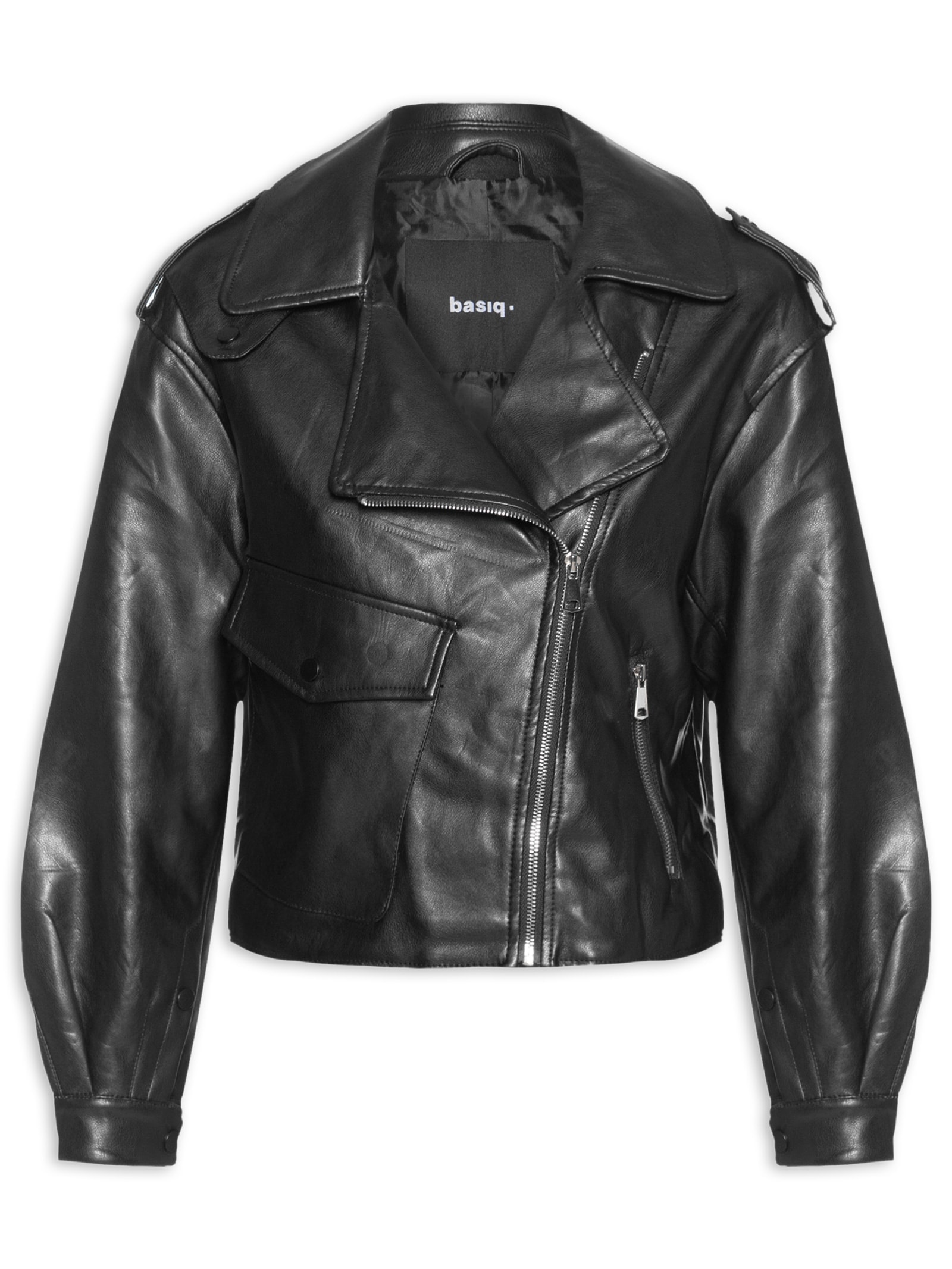 Jaqueta Feminina Biker Oversized Preto Basiq