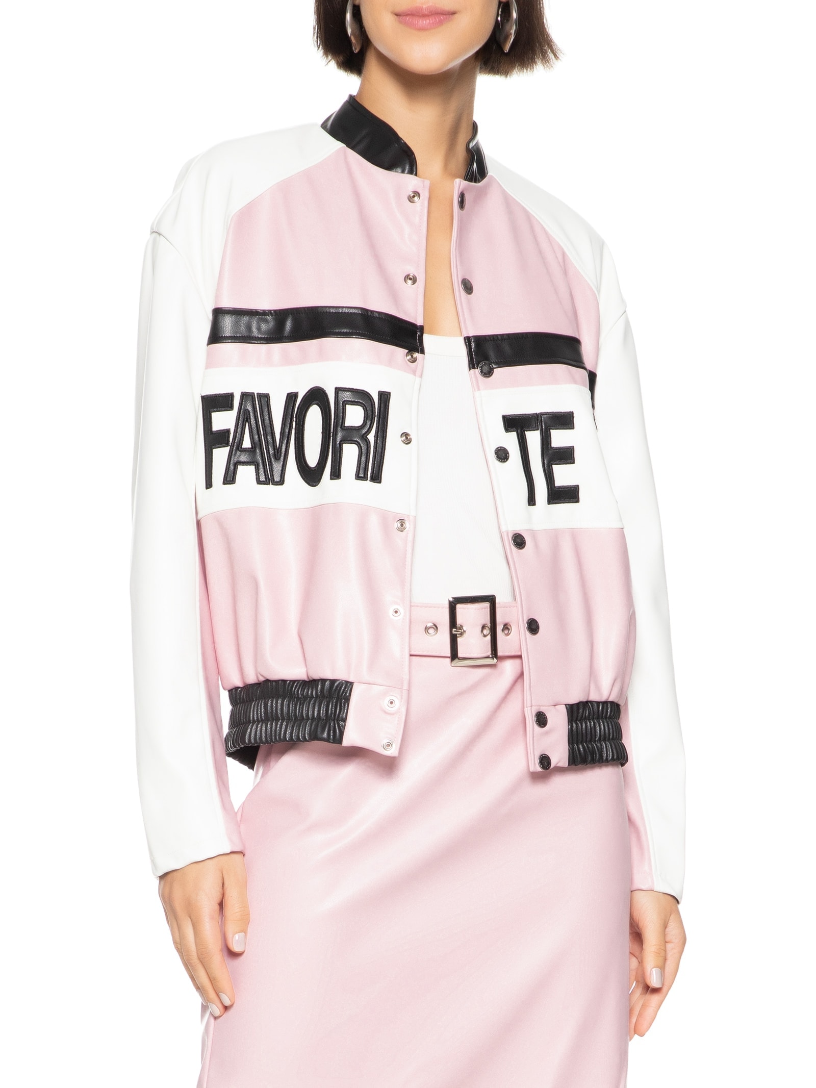 Jaqueta Feminina Biker Oversized Rosa My Favorite Things