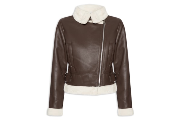 Jaqueta Feminina Biker Peluciada - Marrom