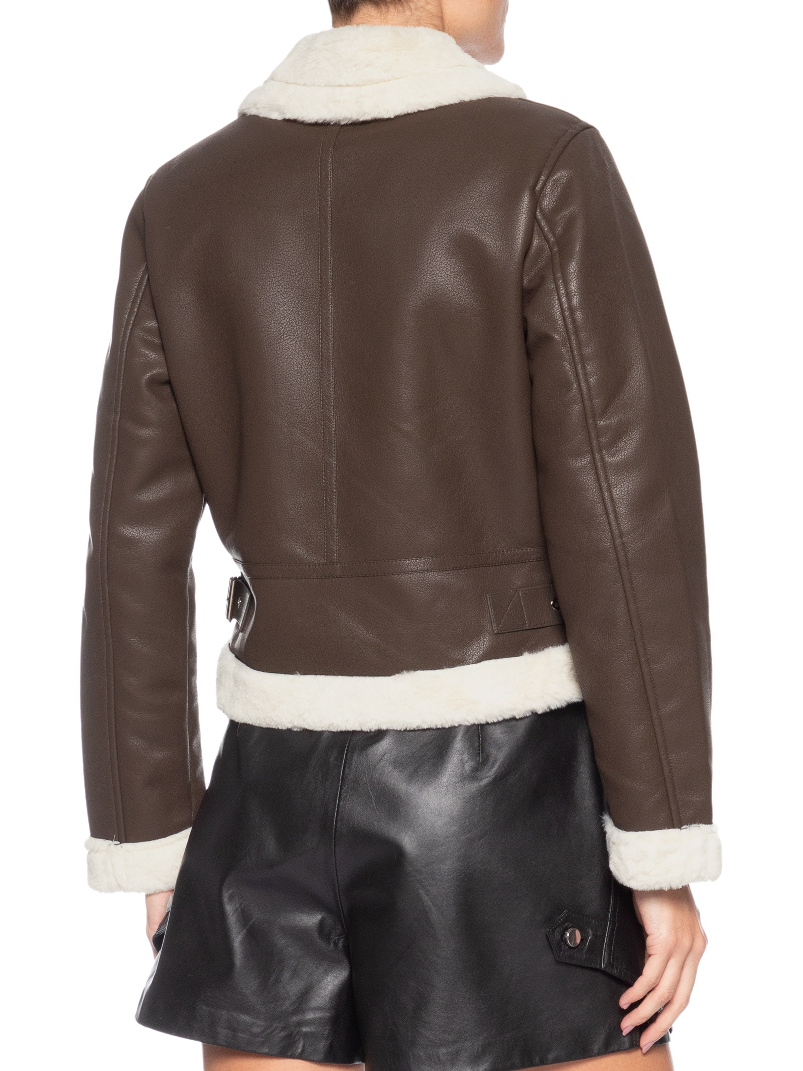 Jaqueta Feminina Biker Peluciada Marrom Market 33