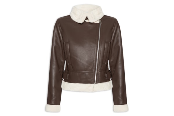 Jaqueta Feminina Biker Peluciada - Marrom