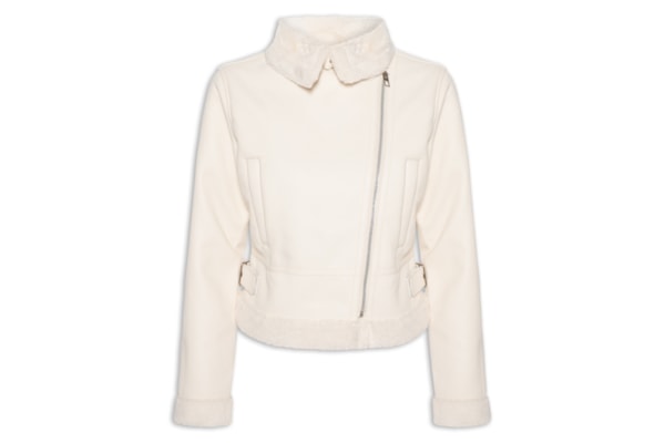 Jaqueta Feminina Biker Peluciada - Off White