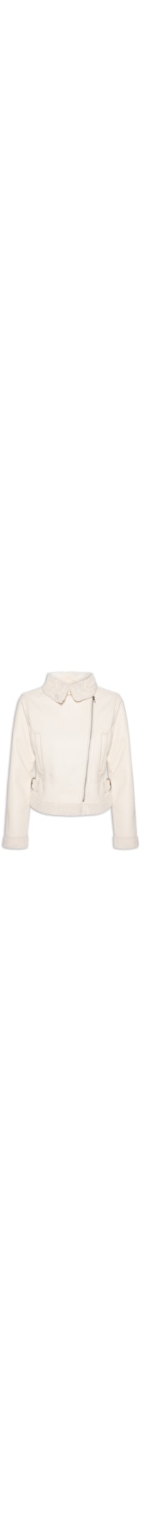 Jaqueta Feminina Biker Peluciada - Off White