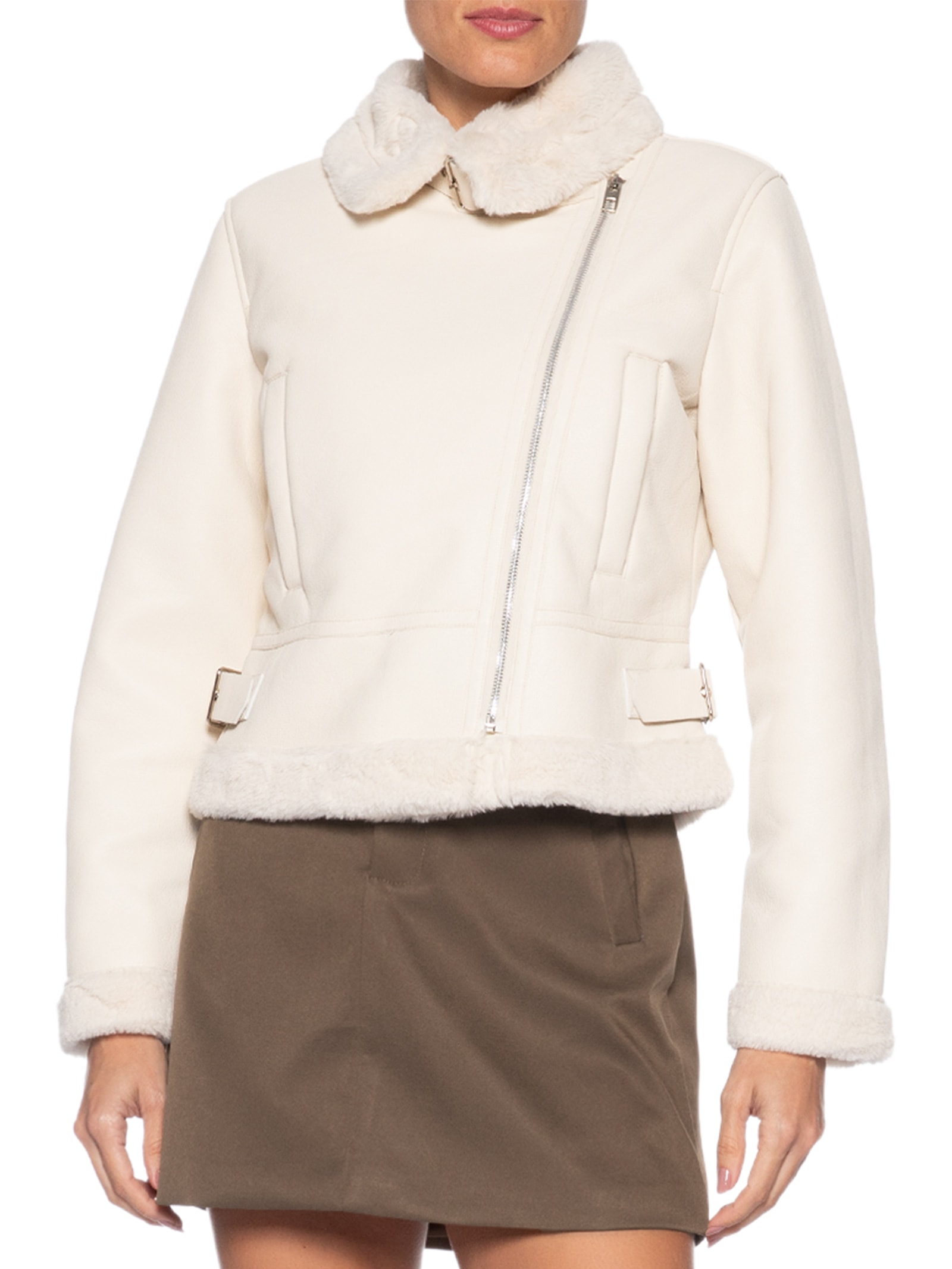 Jaqueta Feminina Biker Peluciada Off White Market 33