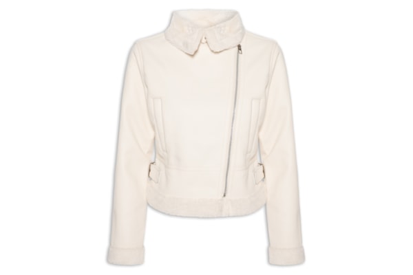 Jaqueta Feminina Biker Peluciada - Off White