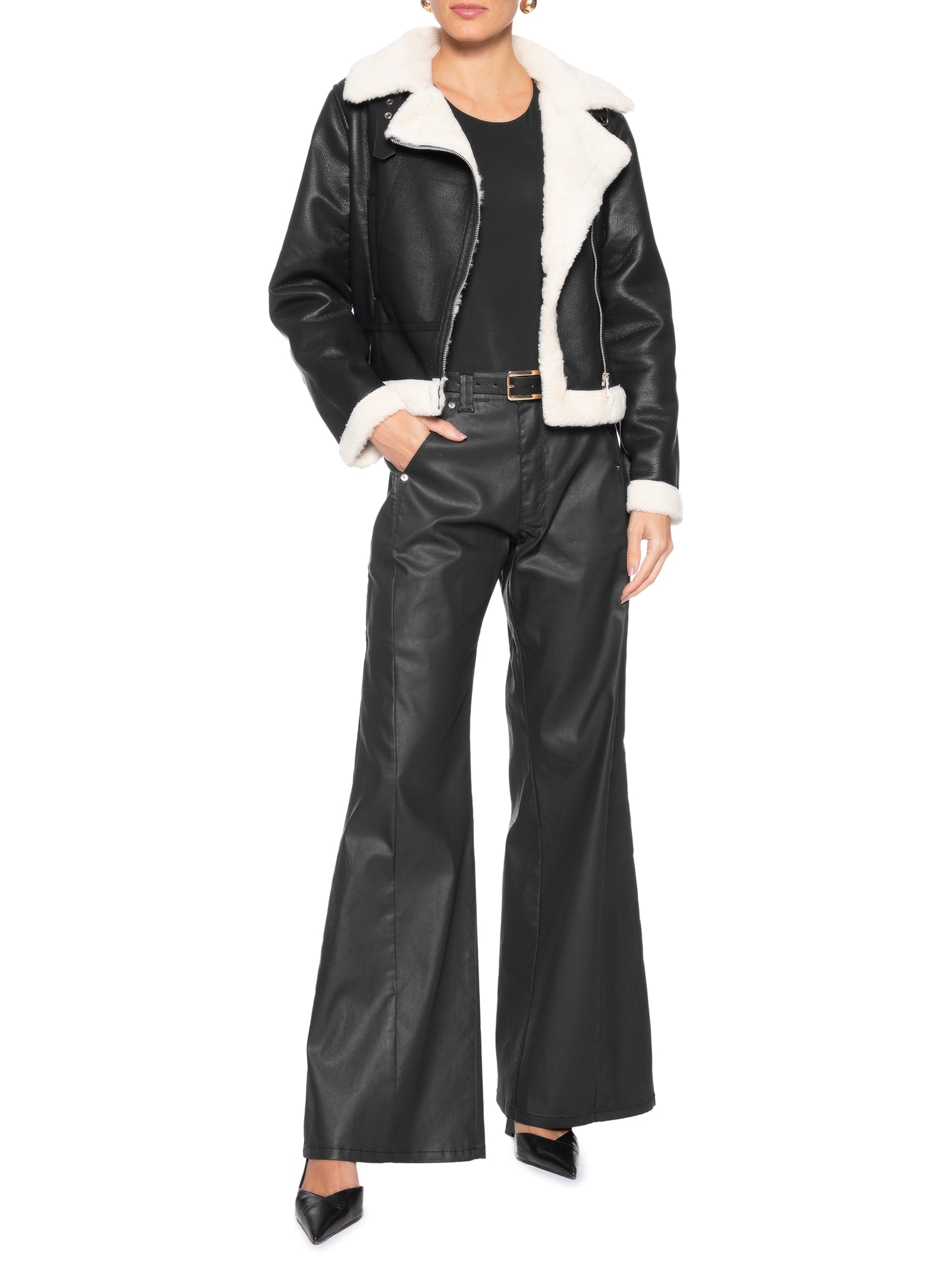 Jaqueta Feminina Biker Peluciada Preto Market 33