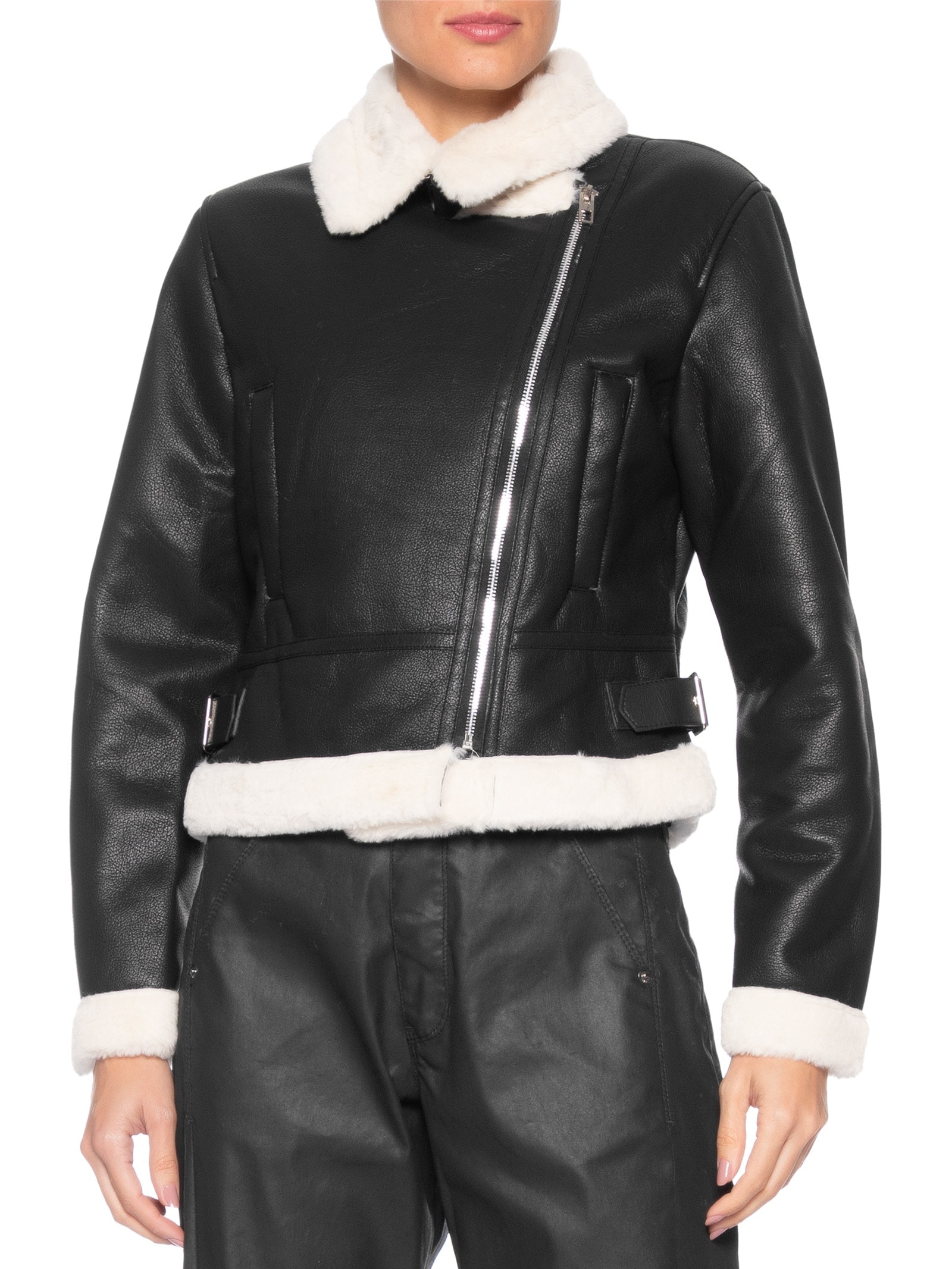 Jaqueta Feminina Biker Peluciada Preto Market 33