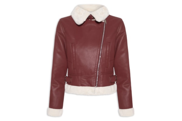 Jaqueta Feminina Biker Peluciada - Vermelho