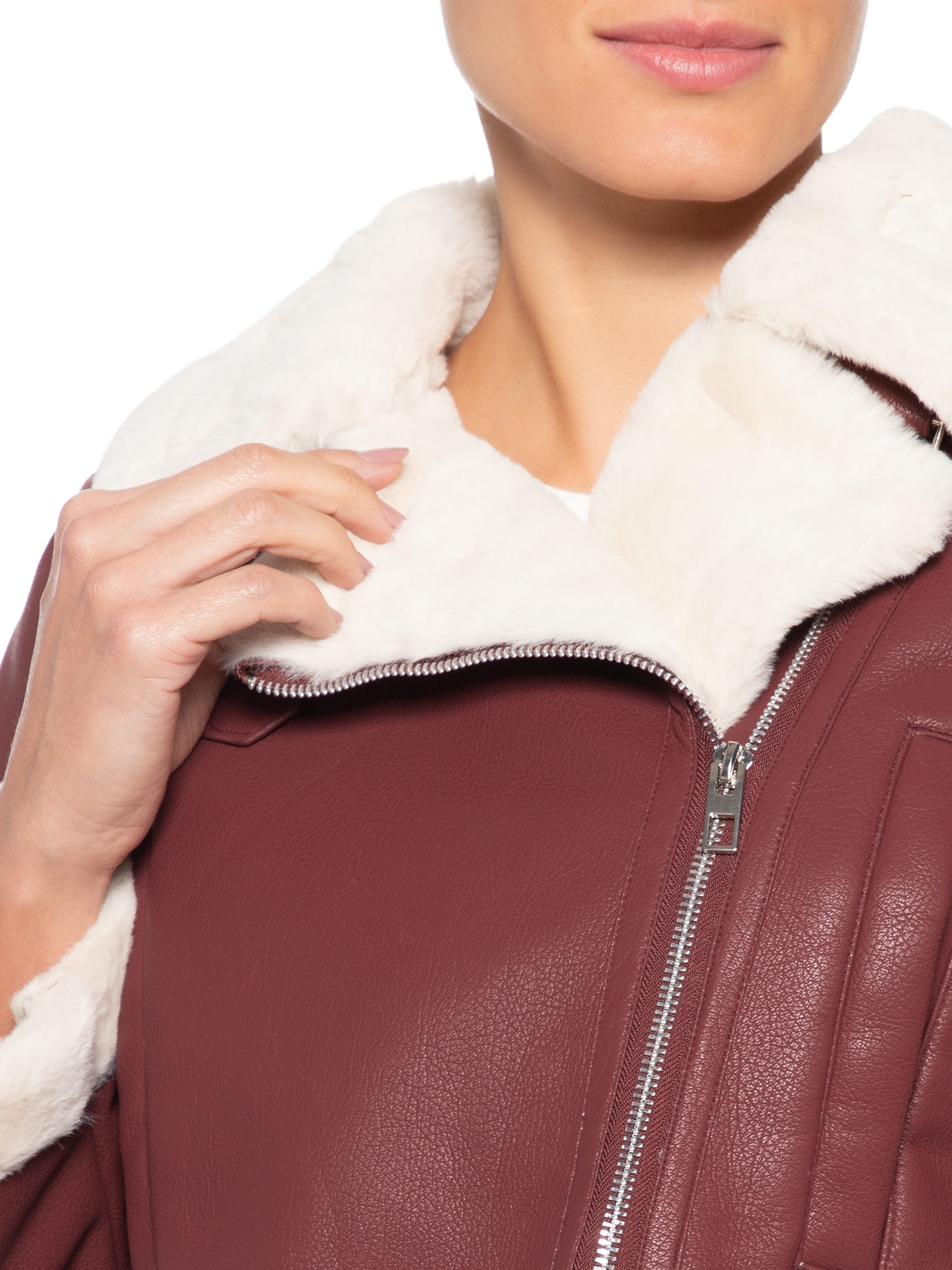 Jaqueta Feminina Biker Peluciada Vermelho Market 33