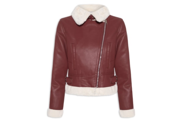 Jaqueta Feminina Biker Peluciada - Vermelho