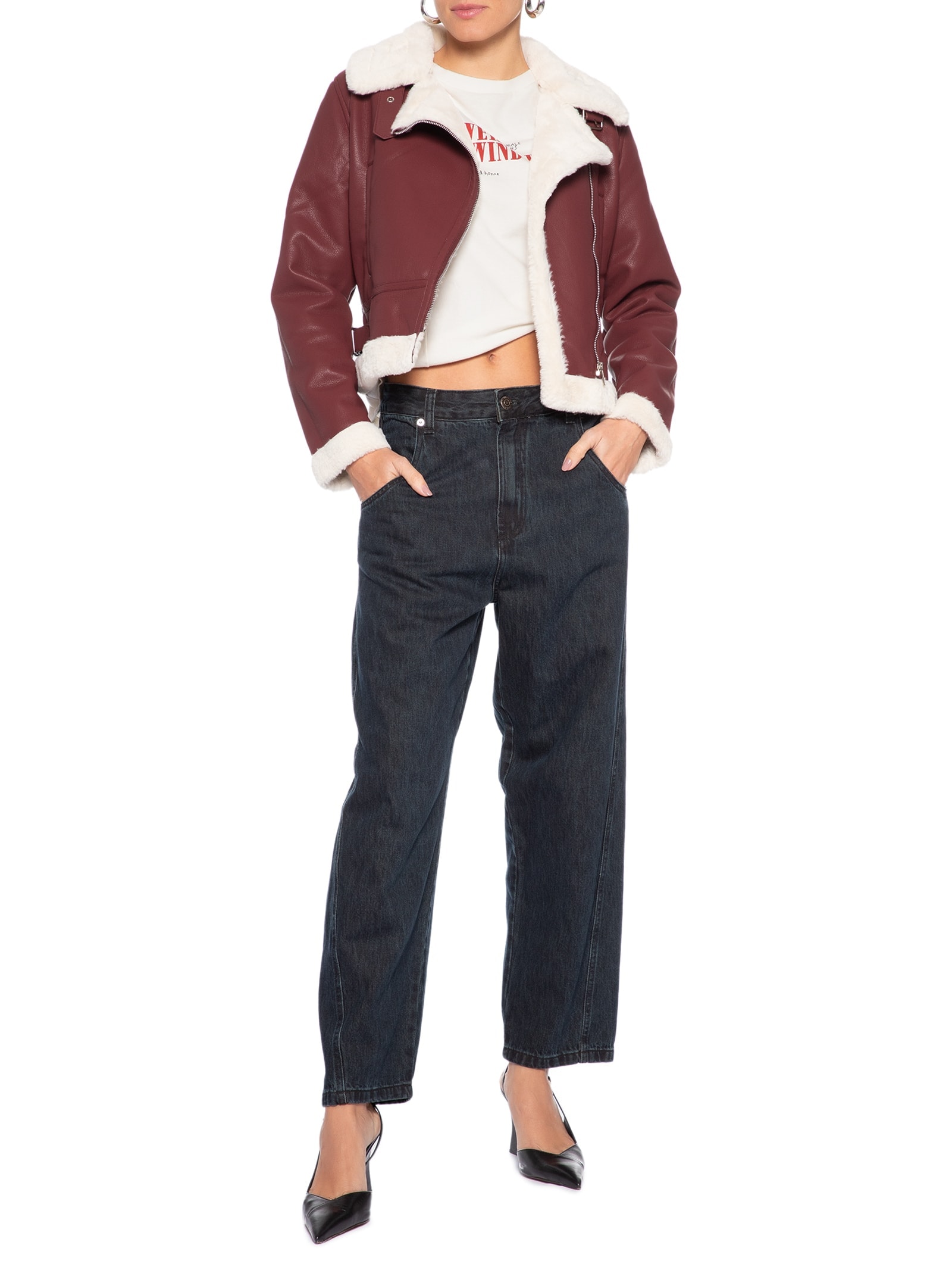 Jaqueta Feminina Biker Peluciada Vermelho Market 33
