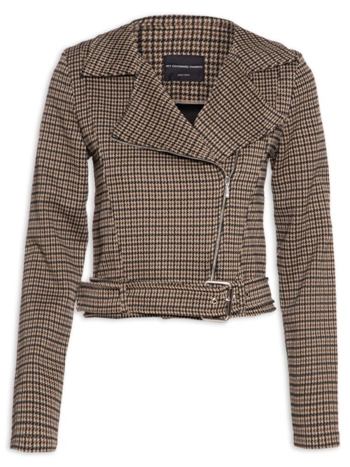 Jaqueta Feminina Biker Xadrez – Preto