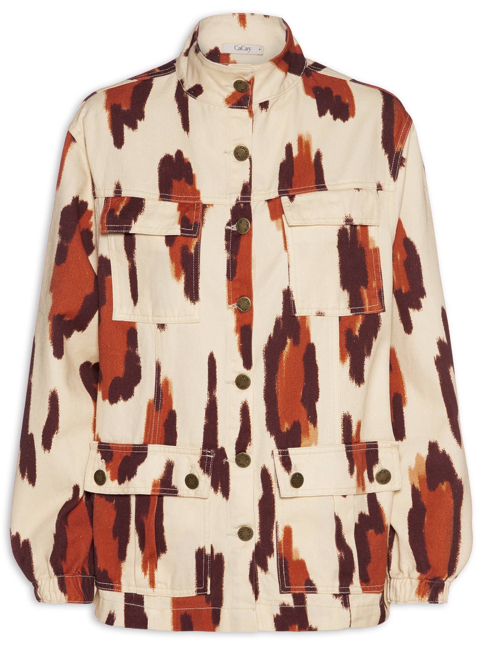 Jaqueta Feminina Bolsos Sarja Branco Cacay