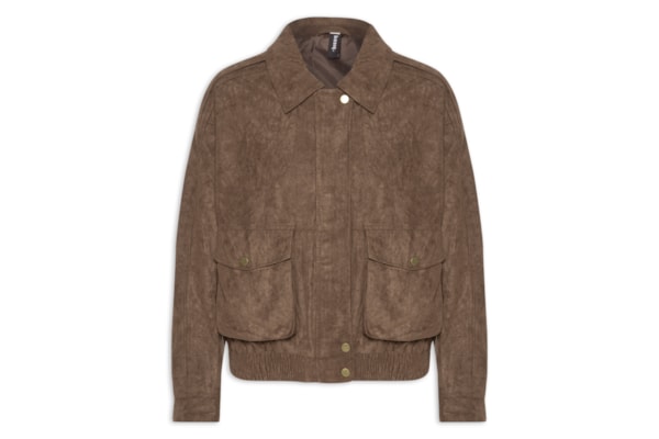 Jaqueta Feminina Bomber Com Bolso - Marrom