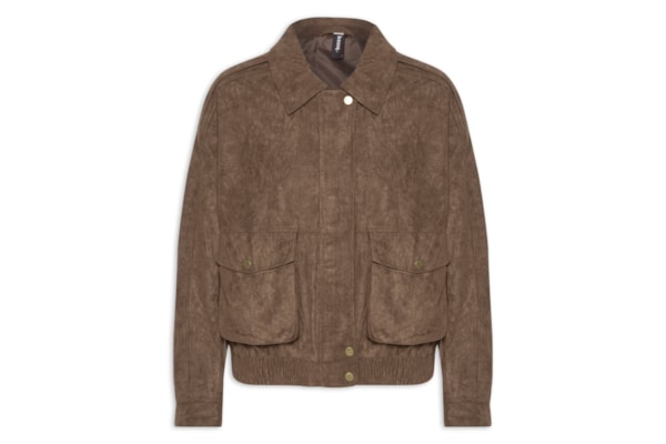 Jaqueta Feminina Bomber Com Bolso - Marrom