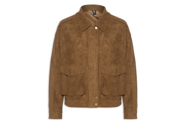 Jaqueta Feminina Bomber Com Bolso - Marrom